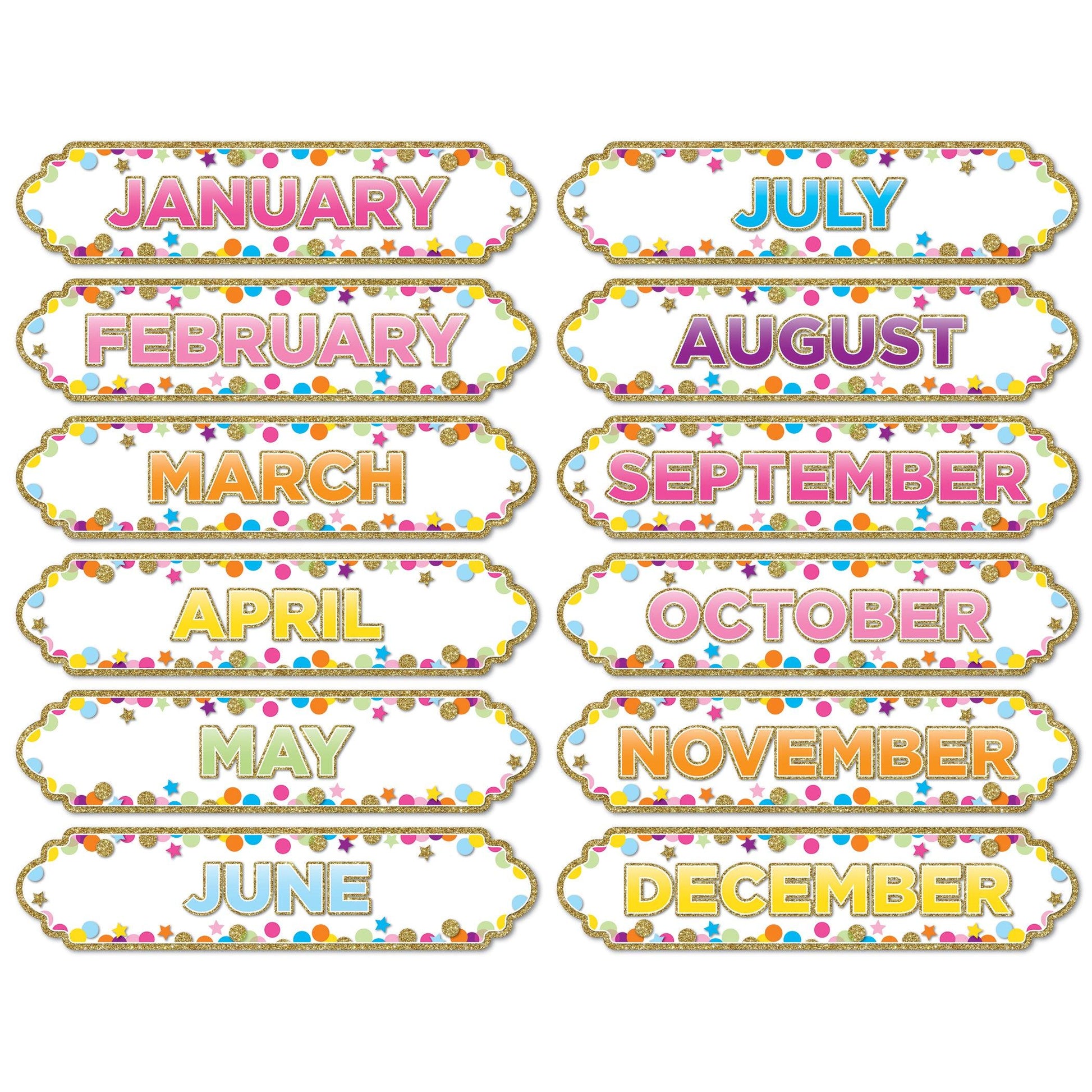 Magnetic Die-Cut Timesavers & Labels, Confetti Months of the Year, 12 Per Pack, 6 Packs - Loomini