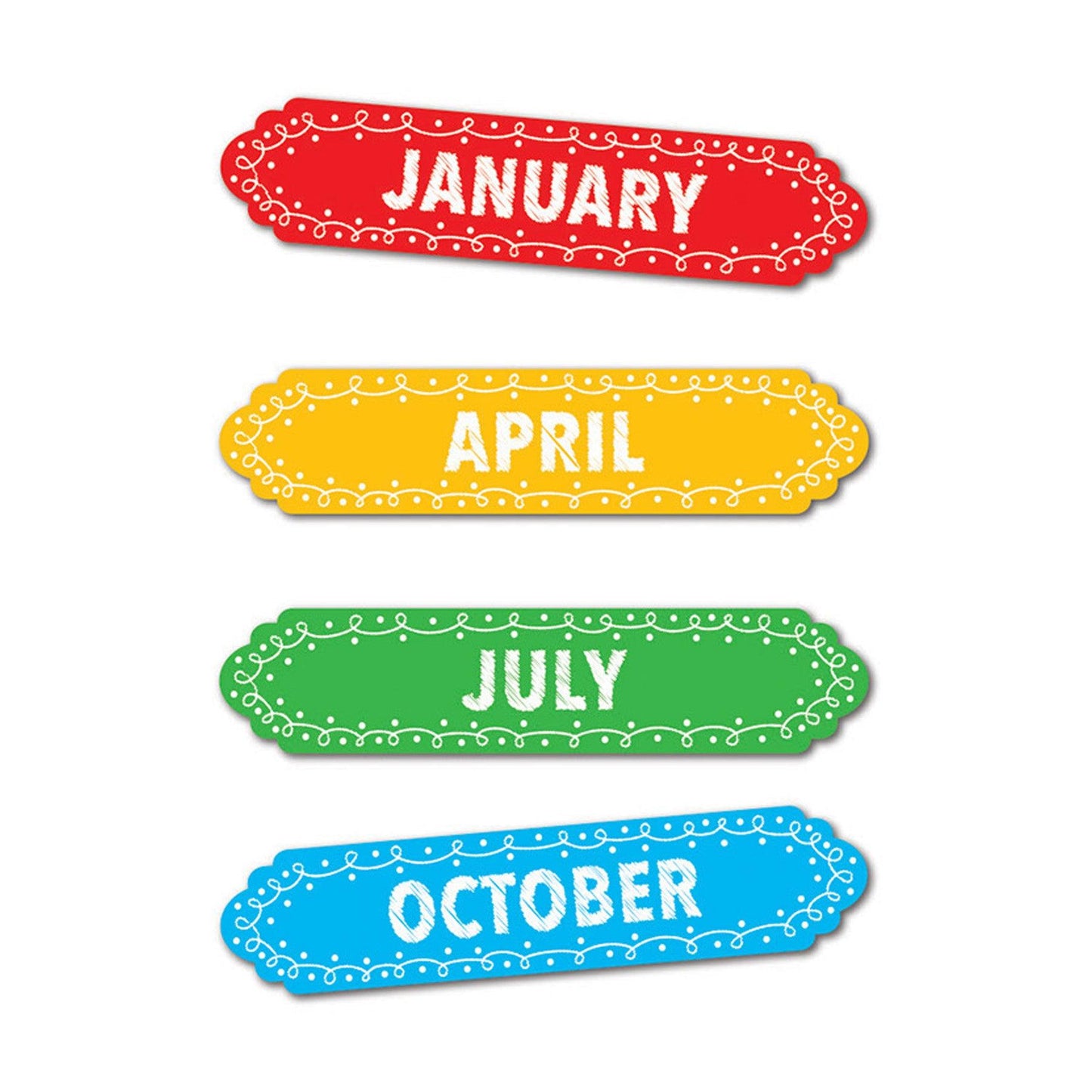 Magnetic Die-Cut Timesavers & Labels, Months of the Year, Chalk Loops, 12 Per Pack, 6 Packs - Loomini