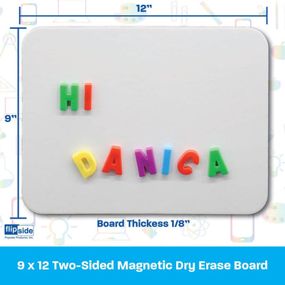 Magnetic Dry Erase Board, Two-Sided Blank/Blank, 9" x 12", Pack of 3 - Loomini