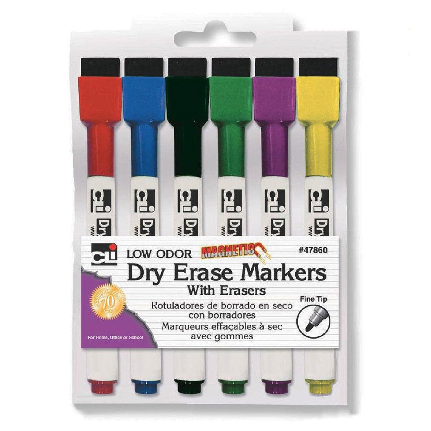 Magnetic Dry Erase Markers with Erasers, 6 Per Pack, 6 Packs - Loomini