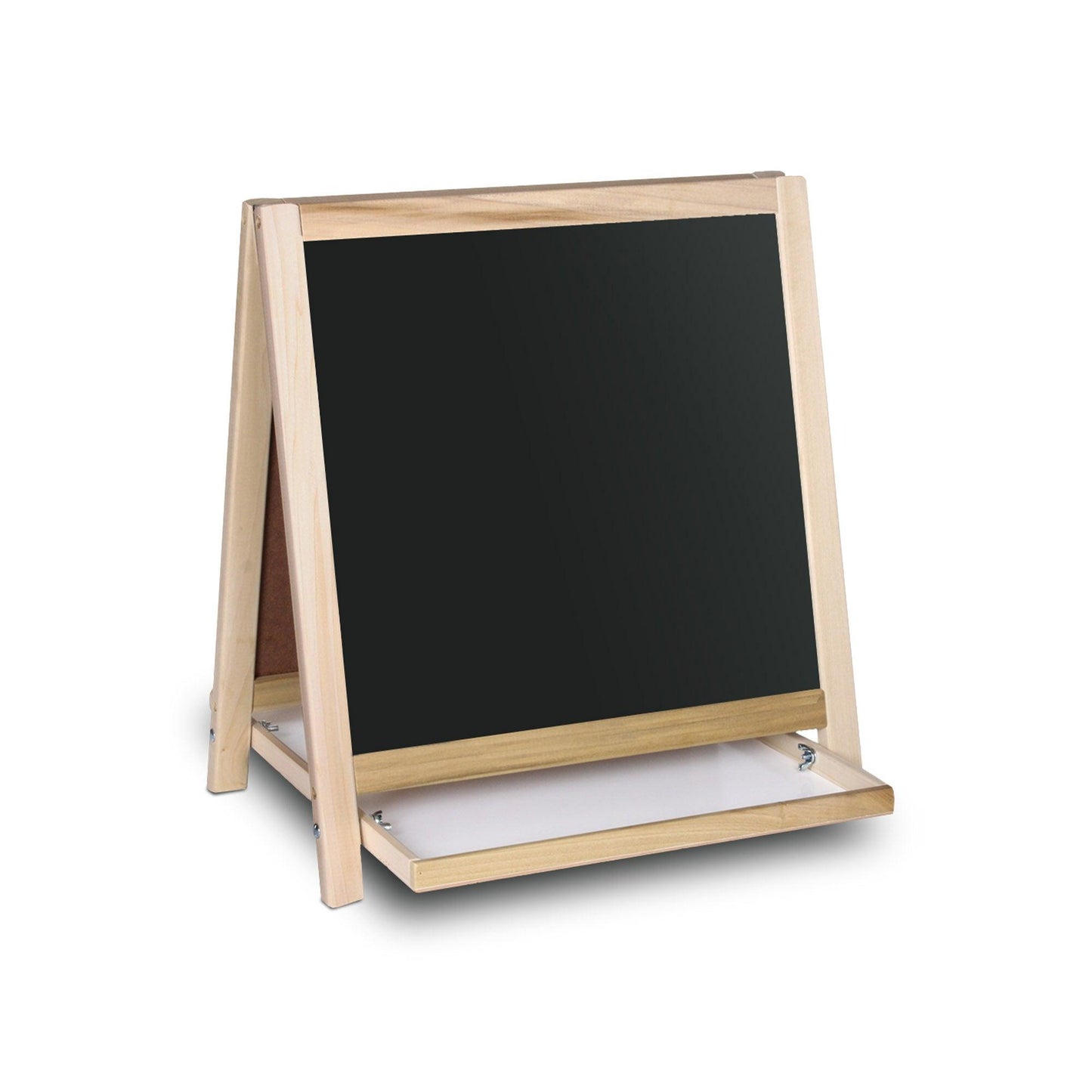 Magnetic Table Top Easel White Dry Erase/Black Chalkboard, 19.5"H x 18"W - Loomini