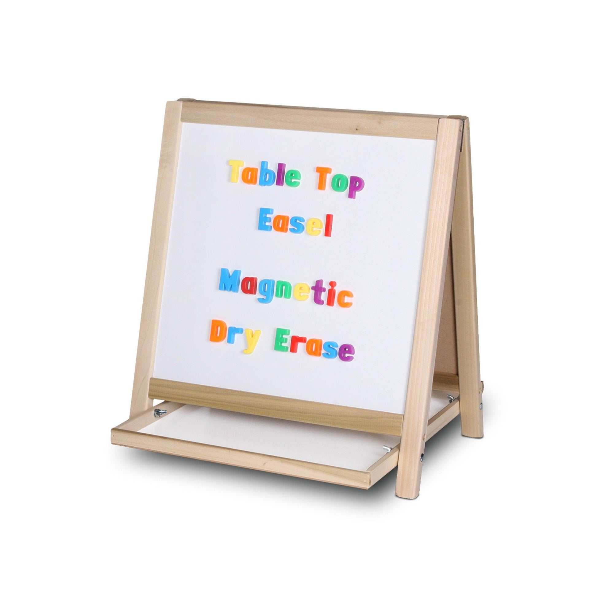 Magnetic Table Top Easel White Dry Erase/Black Chalkboard, 19.5"H x 18"W - Loomini