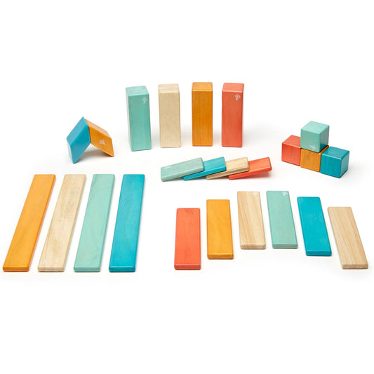 Magnetic Wooden Blocks, 24-Piece Set, Sunset - Loomini