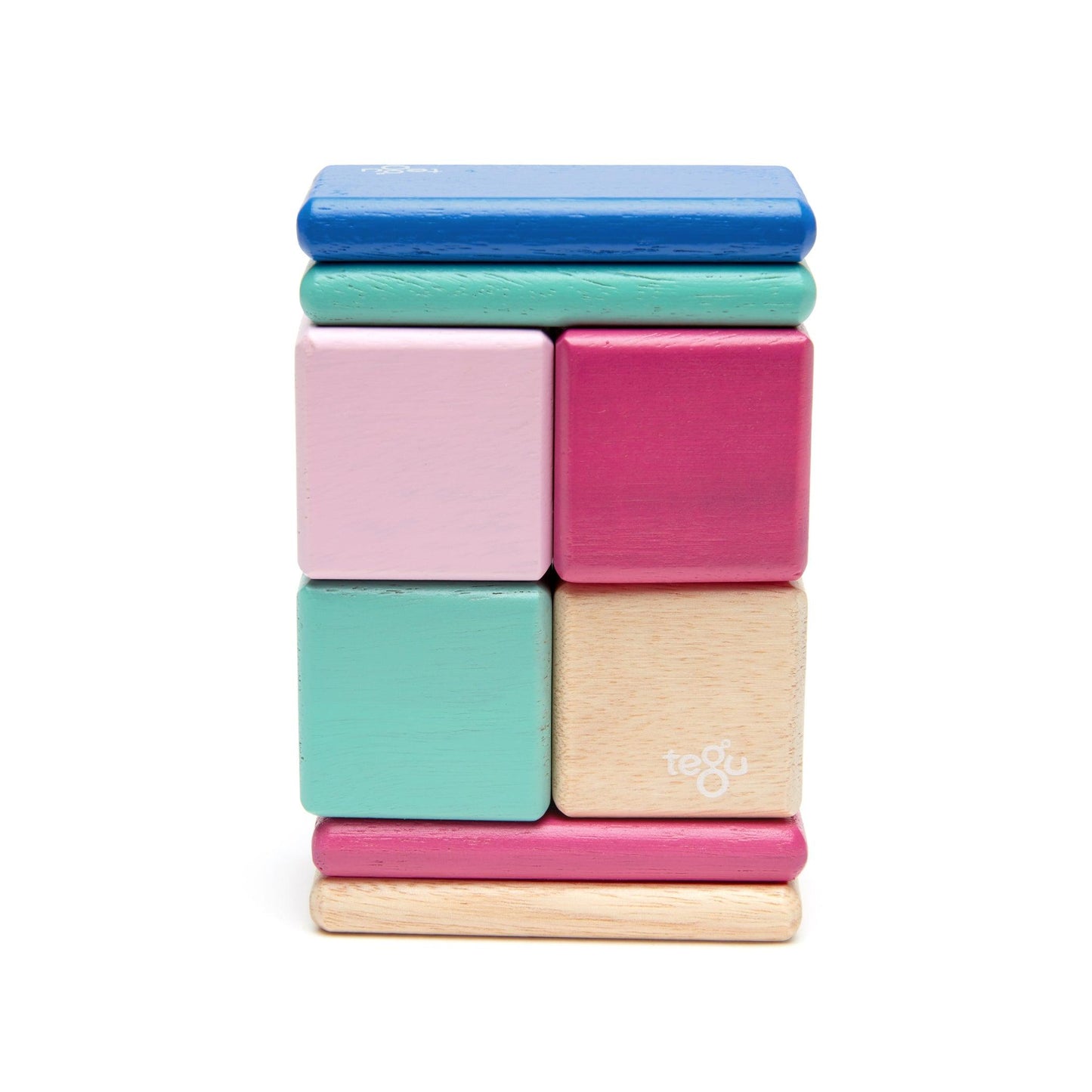 Magnetic Wooden Blocks, 8-Piece Pocket Pouch, Blossom - Loomini