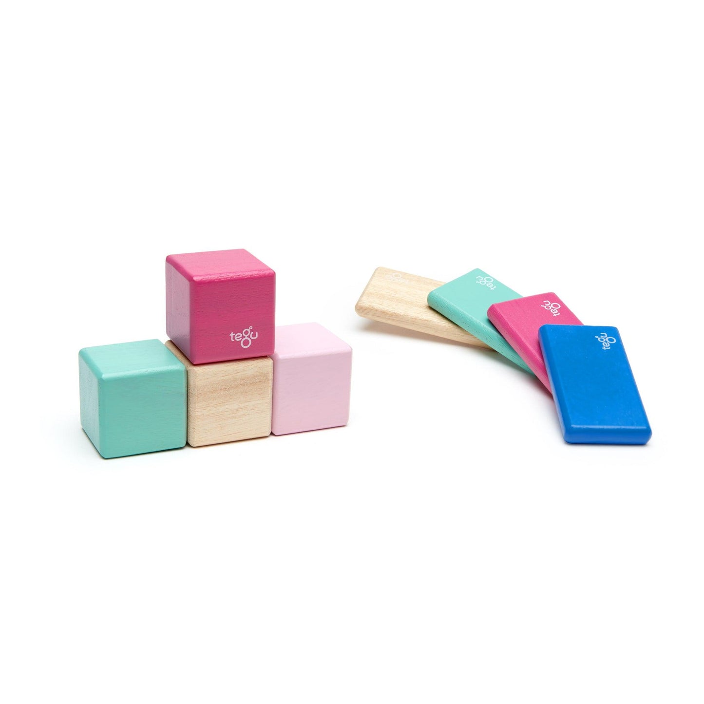 Magnetic Wooden Blocks, 8-Piece Pocket Pouch, Blossom - Loomini