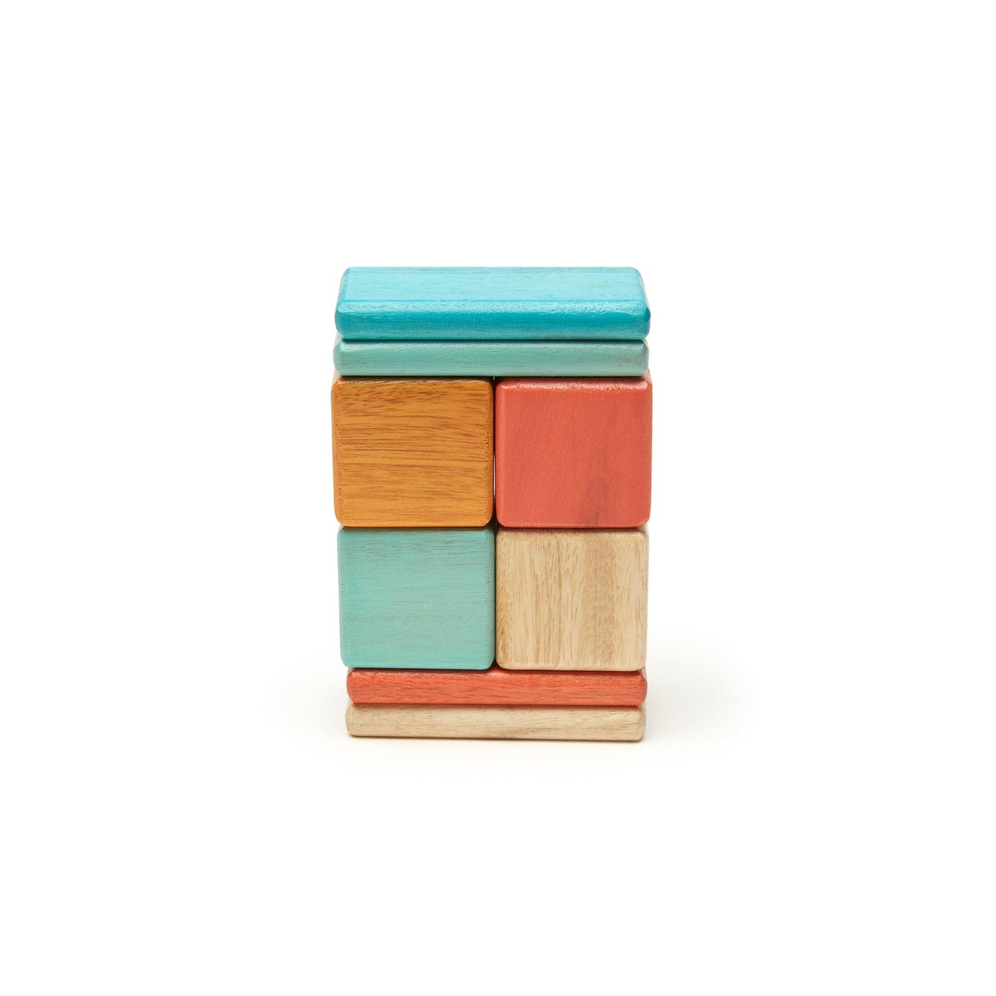 Magnetic Wooden Blocks, 8-Piece Pocket Pouch, Sunset - Loomini