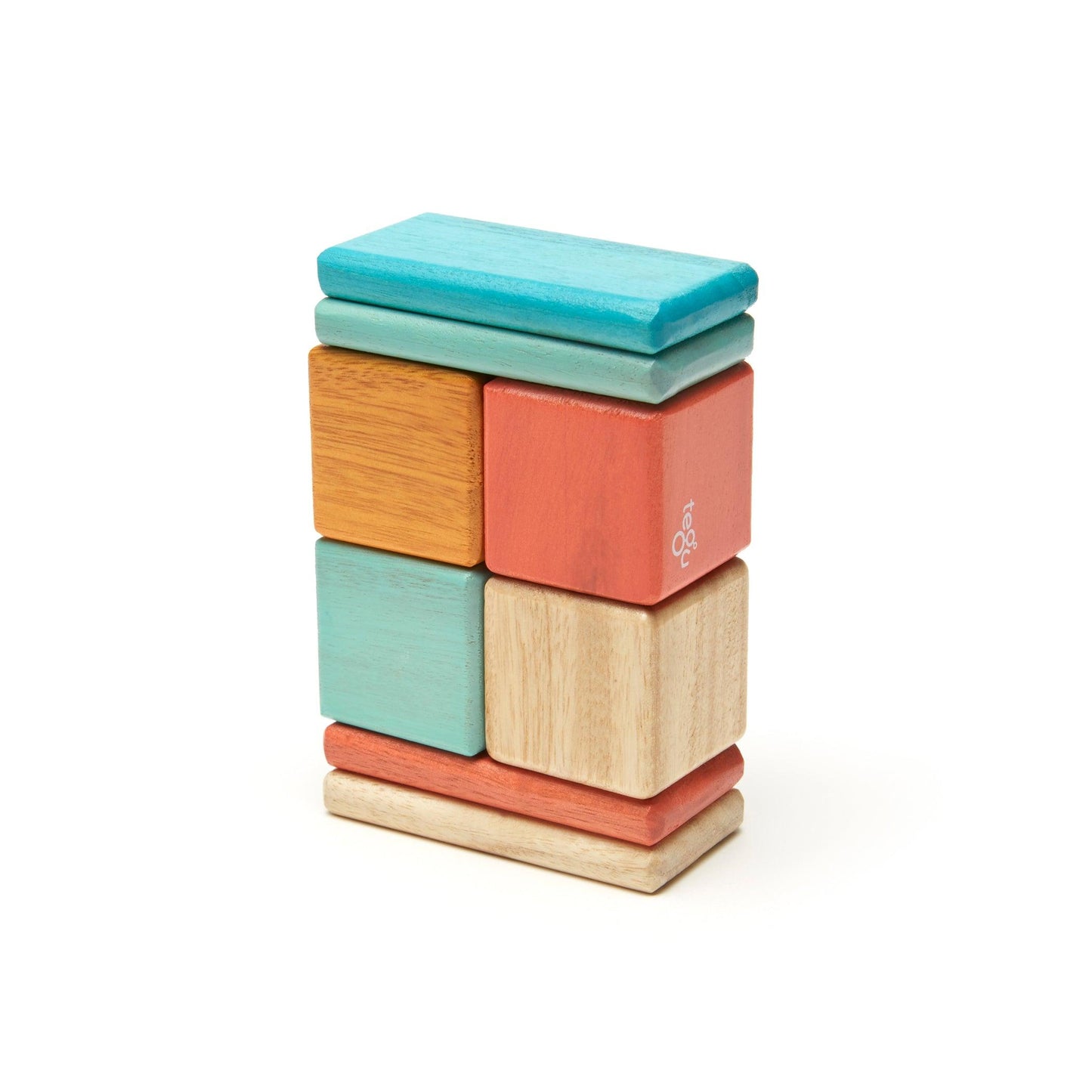 Magnetic Wooden Blocks, 8-Piece Pocket Pouch, Sunset - Loomini