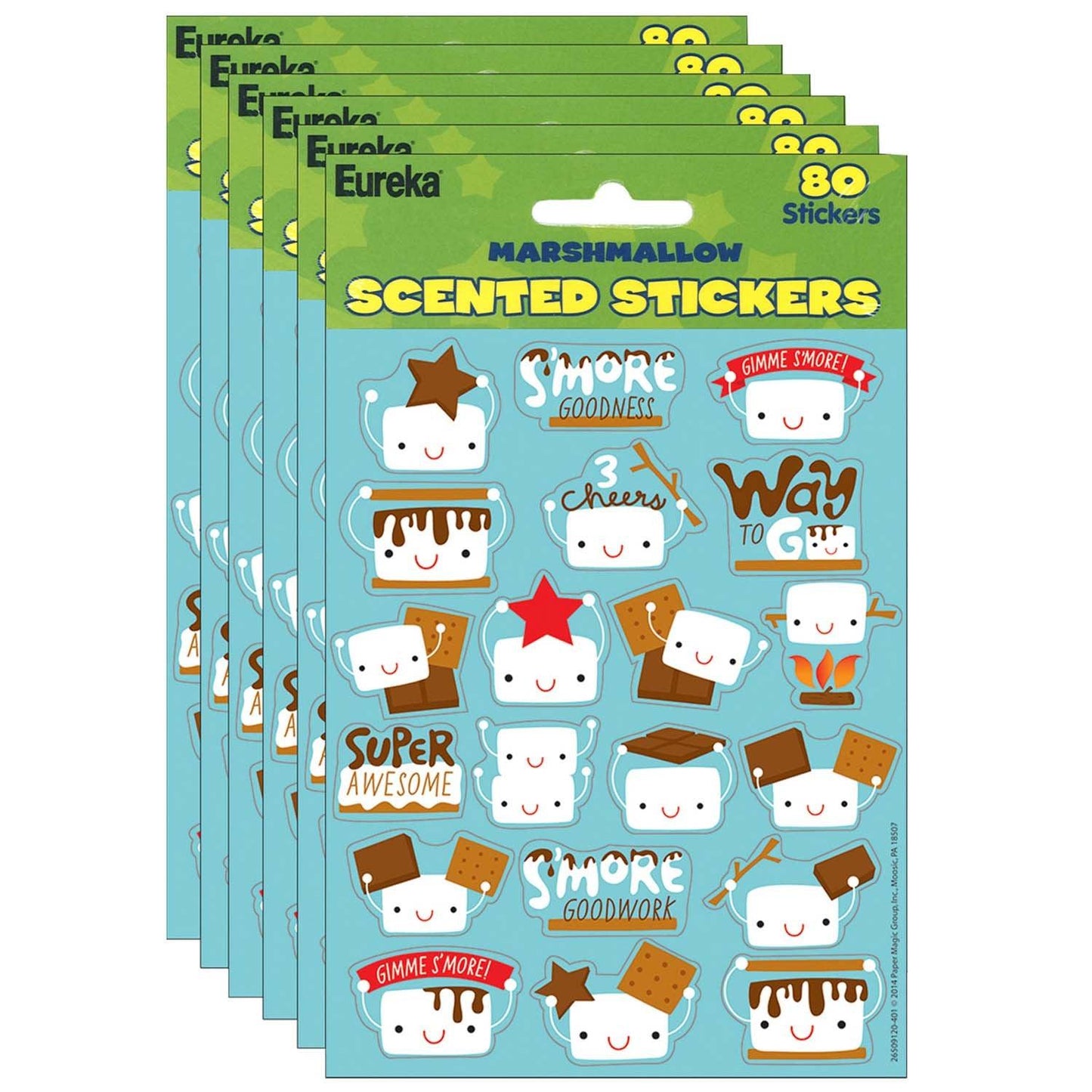 Marshmallow Scented Stickers, 80 Per Pack, 6 Packs - Loomini