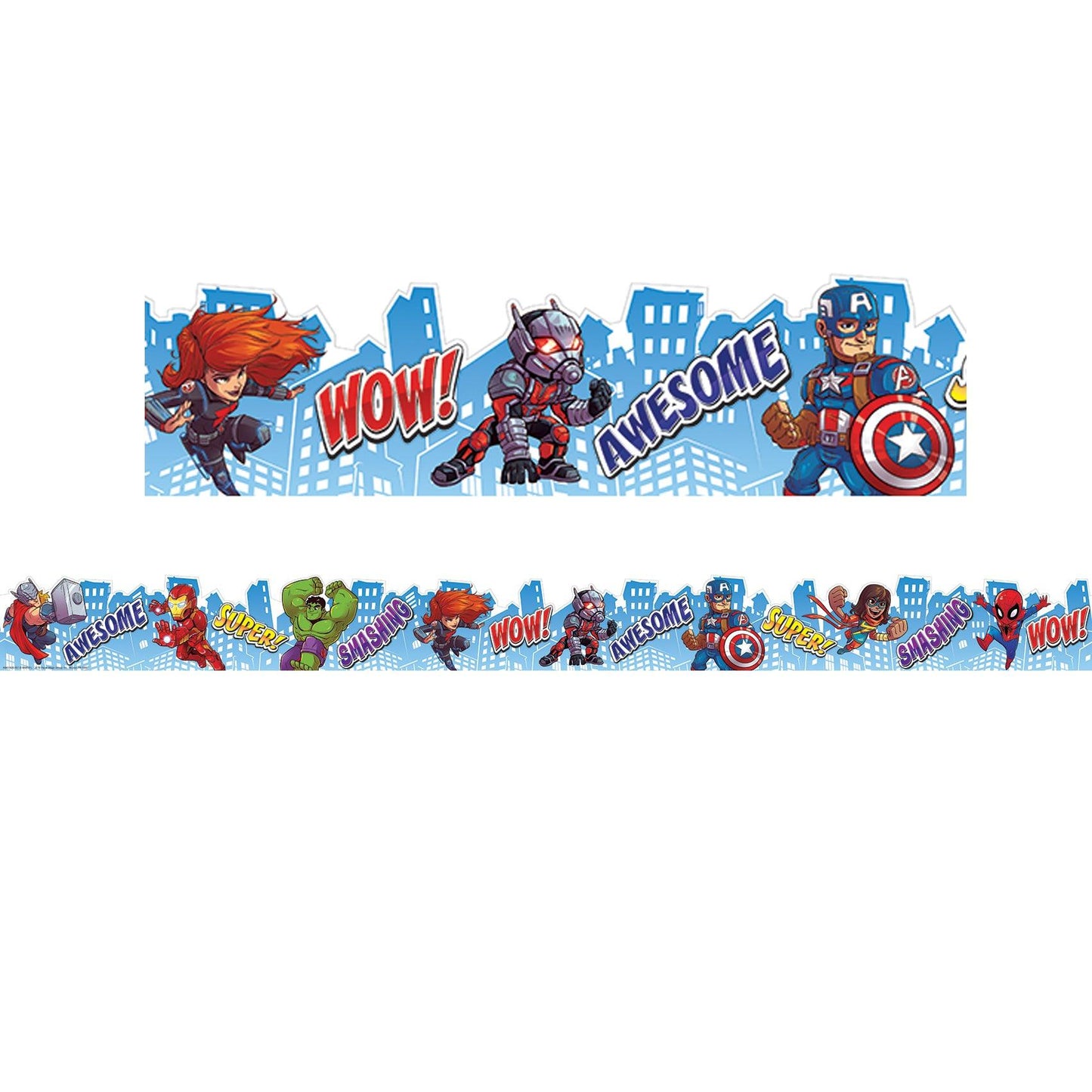 Marvel™ Super Hero Adventure City Scape Deco Trim® Extra Wide Die Cut, 37 Feet Per Pack, 3 Packs - Loomini