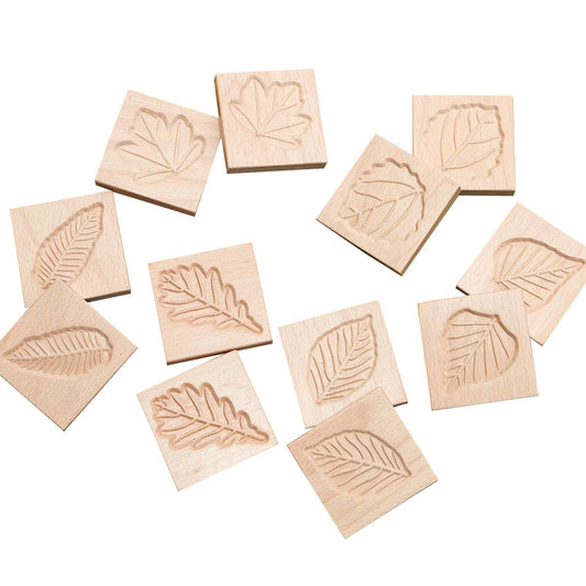 Match Me: Sensory Leaf Tiles, Set of 12 - Loomini