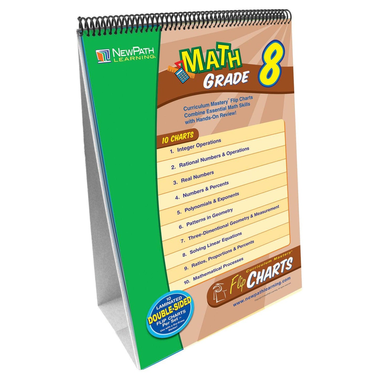 Math Skills Curriculum Mastery® Flip Chart, 10 Pages, Grade 8 - Loomini