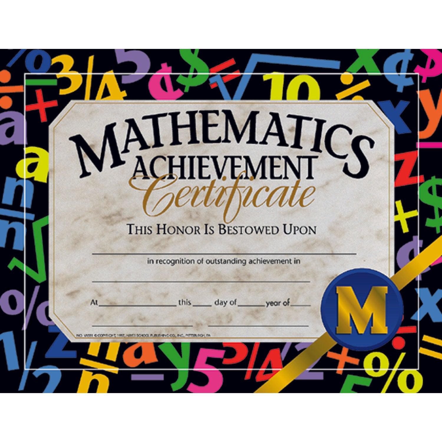 Mathematics Achievement Certificate, 30 Per Pack, 3 Packs - Loomini