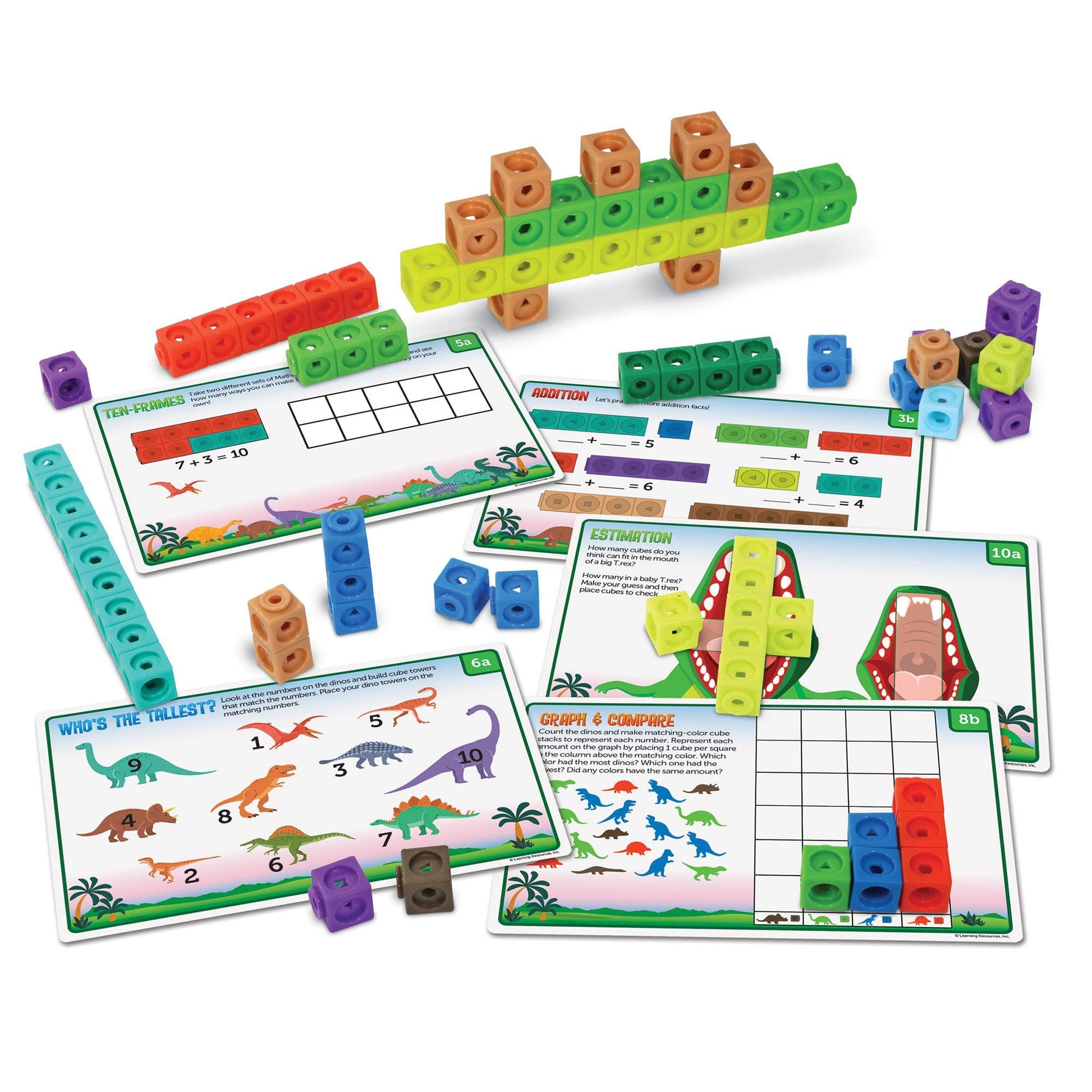 Mathlink® Cubes Kindergarten Math Activity Set: Dino Time! - Loomini