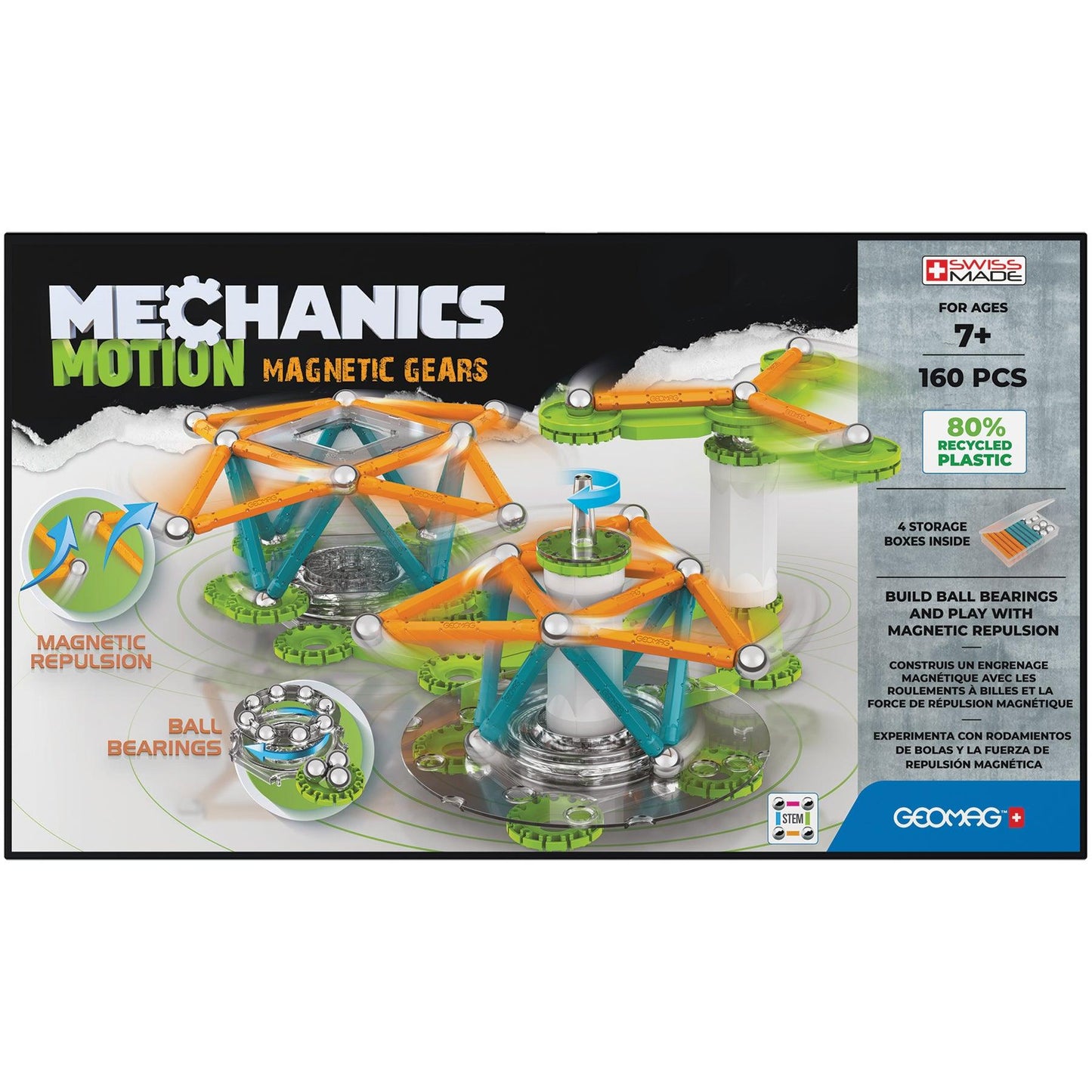 Mechanics Magnetic Gears Recycled, 160 Pieces - Loomini