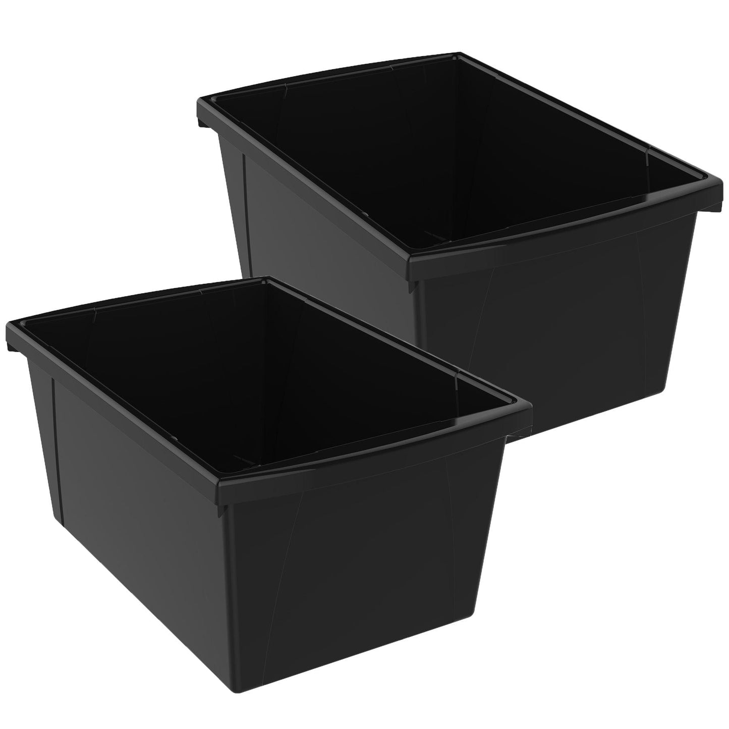 Medium Classroom Storage Bin, Black, Pack of 2 - Loomini