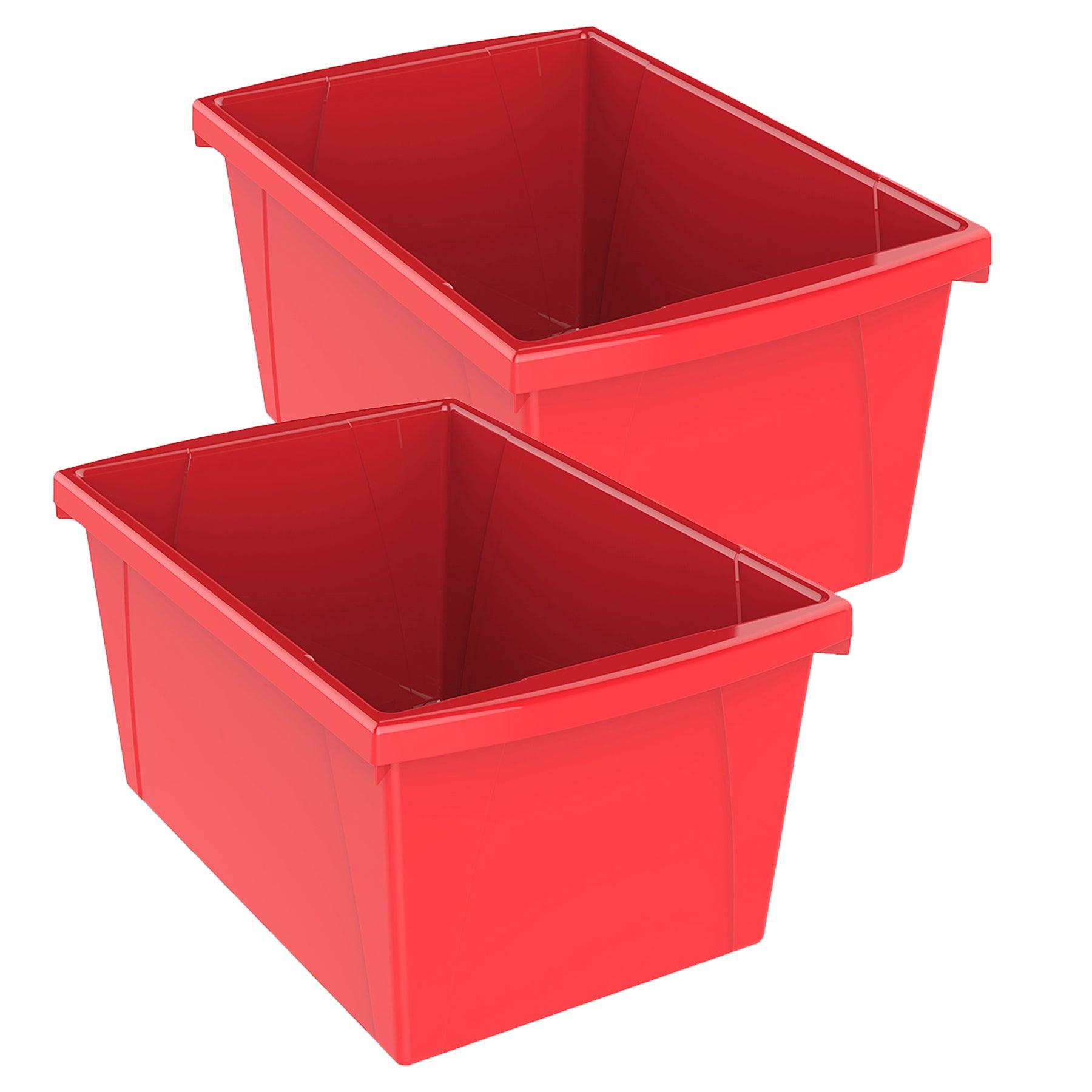 Medium Classroom Storage Bin, Red, Pack of 2 - Loomini