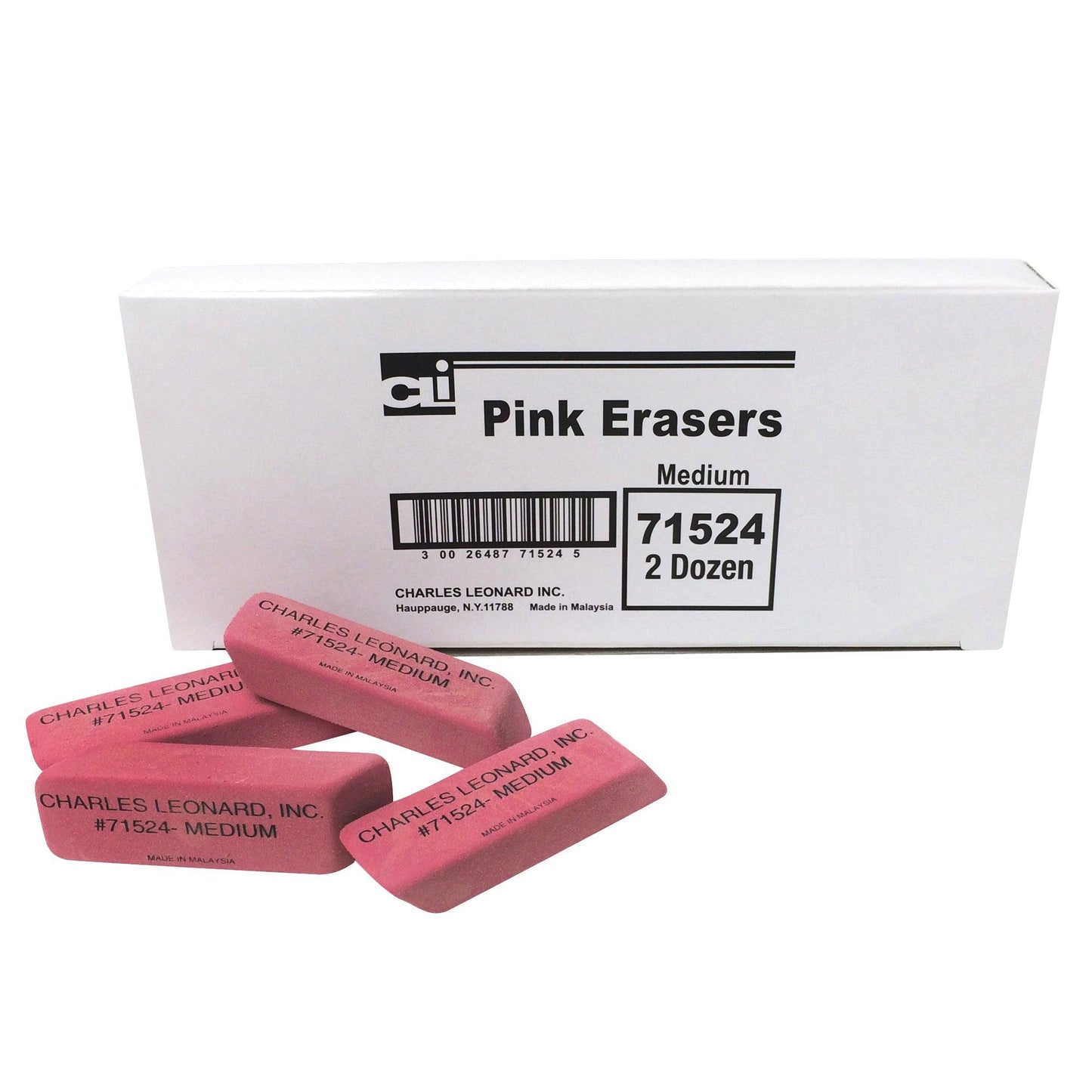 Medium Natural Rubber Pink Wedge Eraser, 24 Per Pack, 3 Packs - Loomini