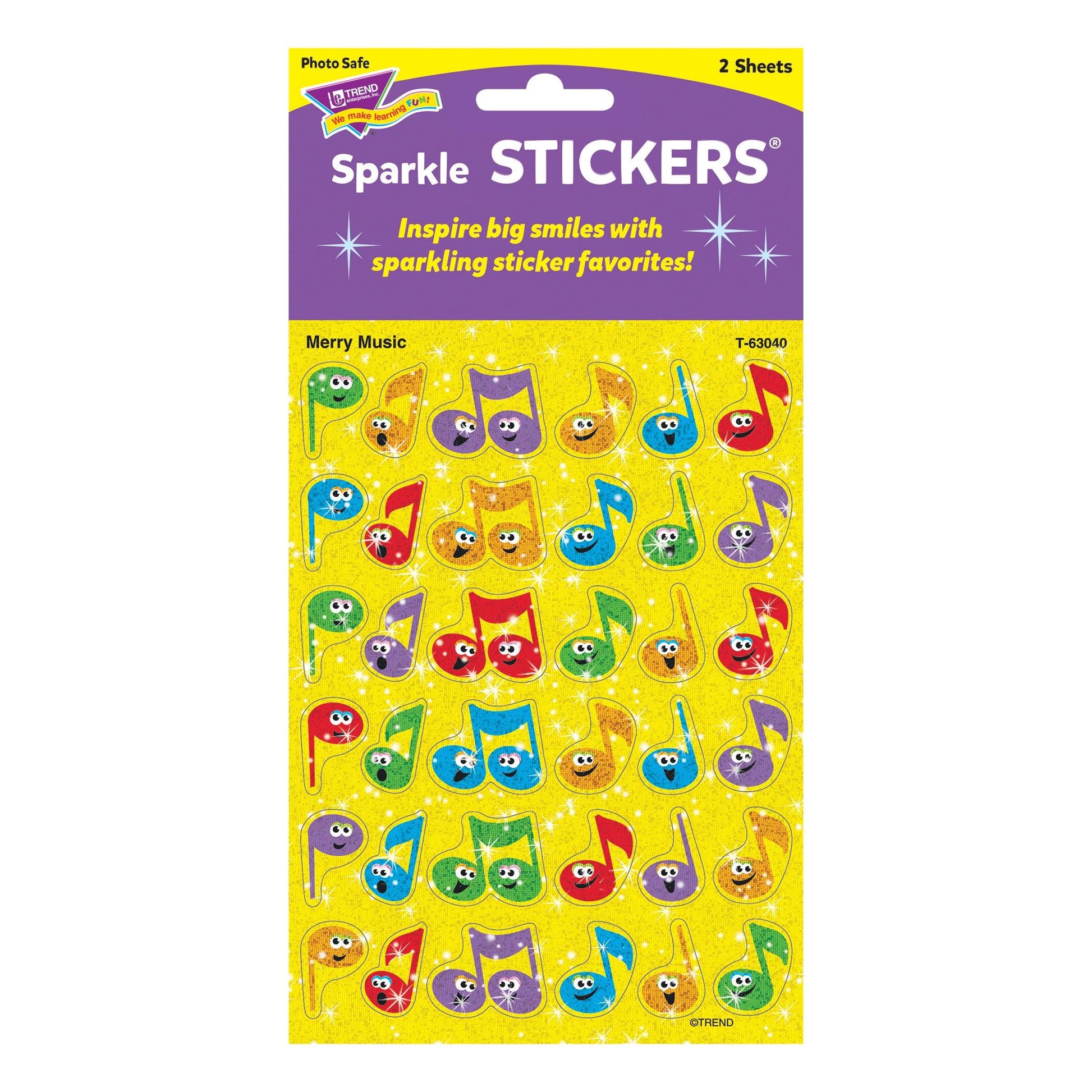 Merry Music Sparkle Stickers®, 72 Per Pack, 12 Packs - Loomini