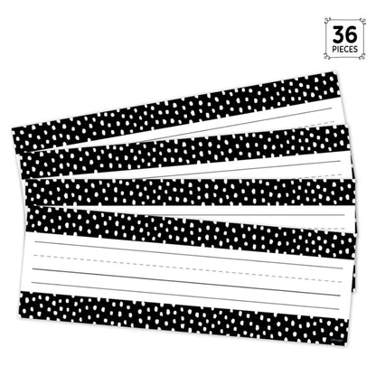 Messy Dots on Black Name Plates, 9-1/2" x 3-1/4", 36 Per Pack, 6 Packs - Loomini