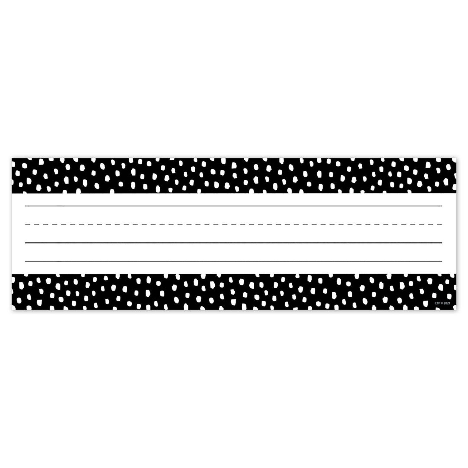 Messy Dots on Black Name Plates, 9-1/2" x 3-1/4", 36 Per Pack, 6 Packs - Loomini