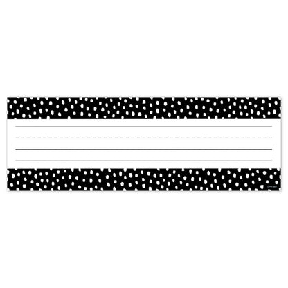 Messy Dots on Black Name Plates, 9-1/2" x 3-1/4", 36 Per Pack, 6 Packs - Loomini