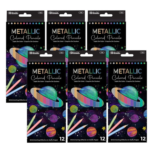 Metallic Colored Pencils, 12 Per Pack, 6 Packs - Loomini