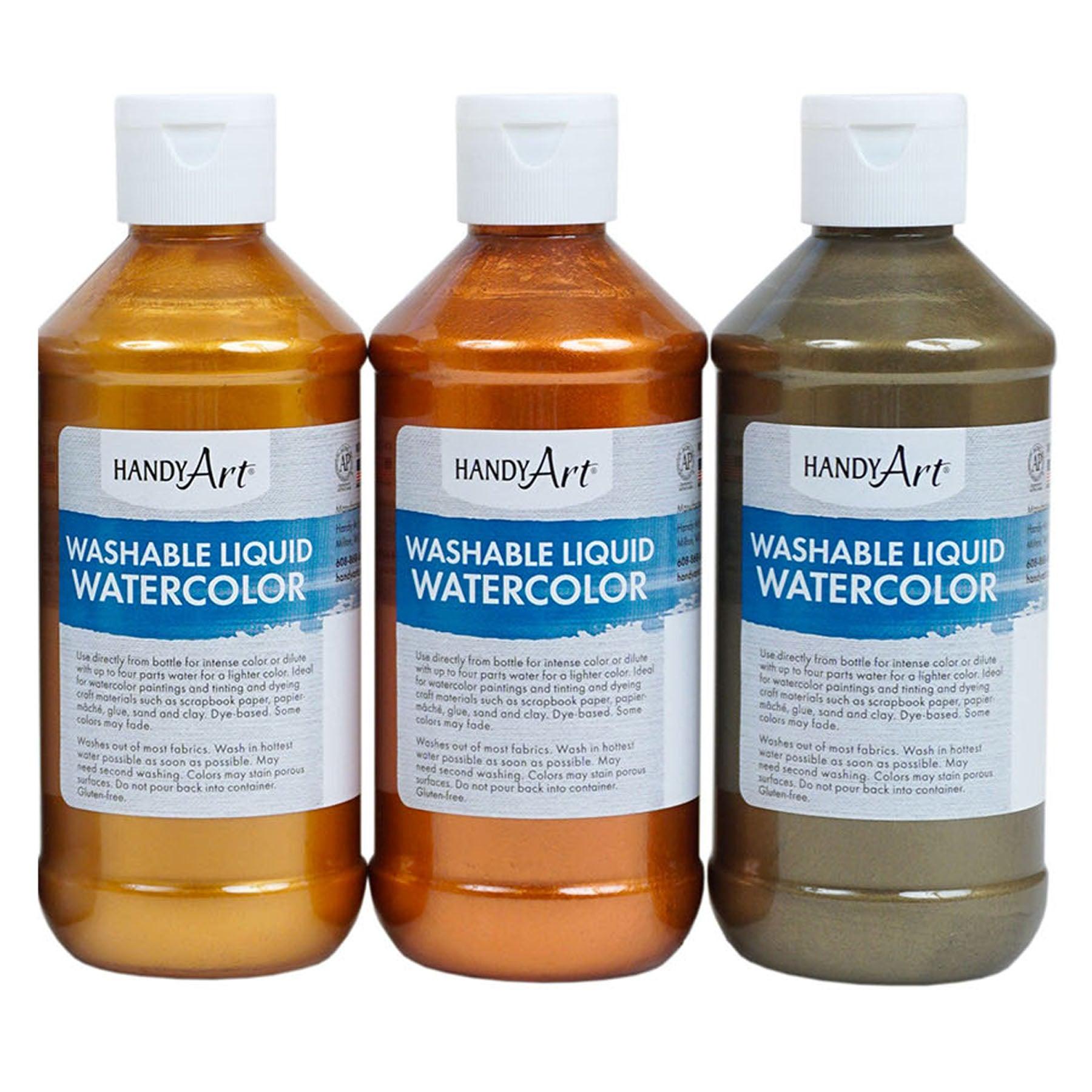 Metallic Liquid Watercolor, 8 oz, Set of 6 - Loomini