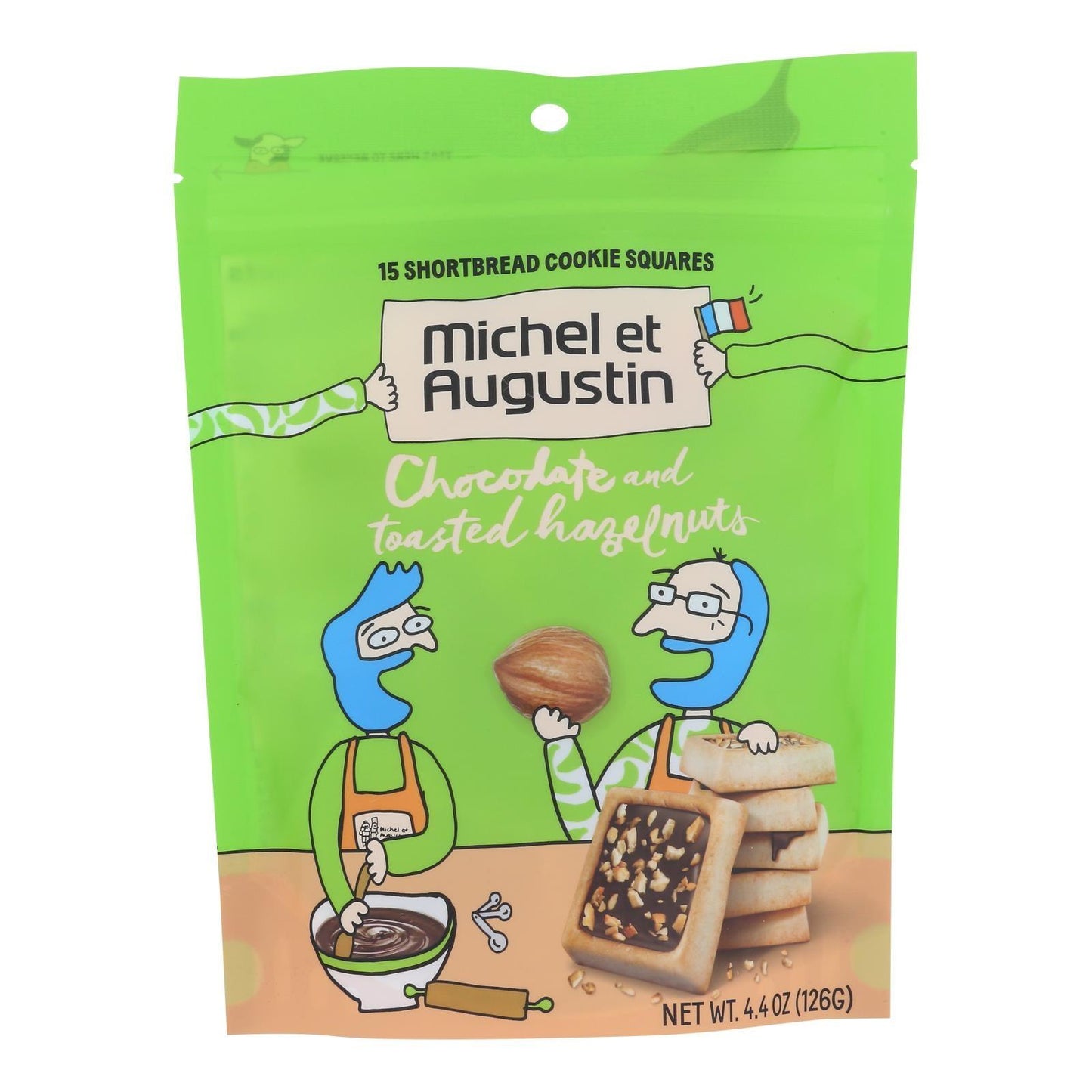 Michel Et Augustin - Cookie Chocolate Hazelnut 15 Sq - Case Of 6 - 4.4 Oz - Loomini