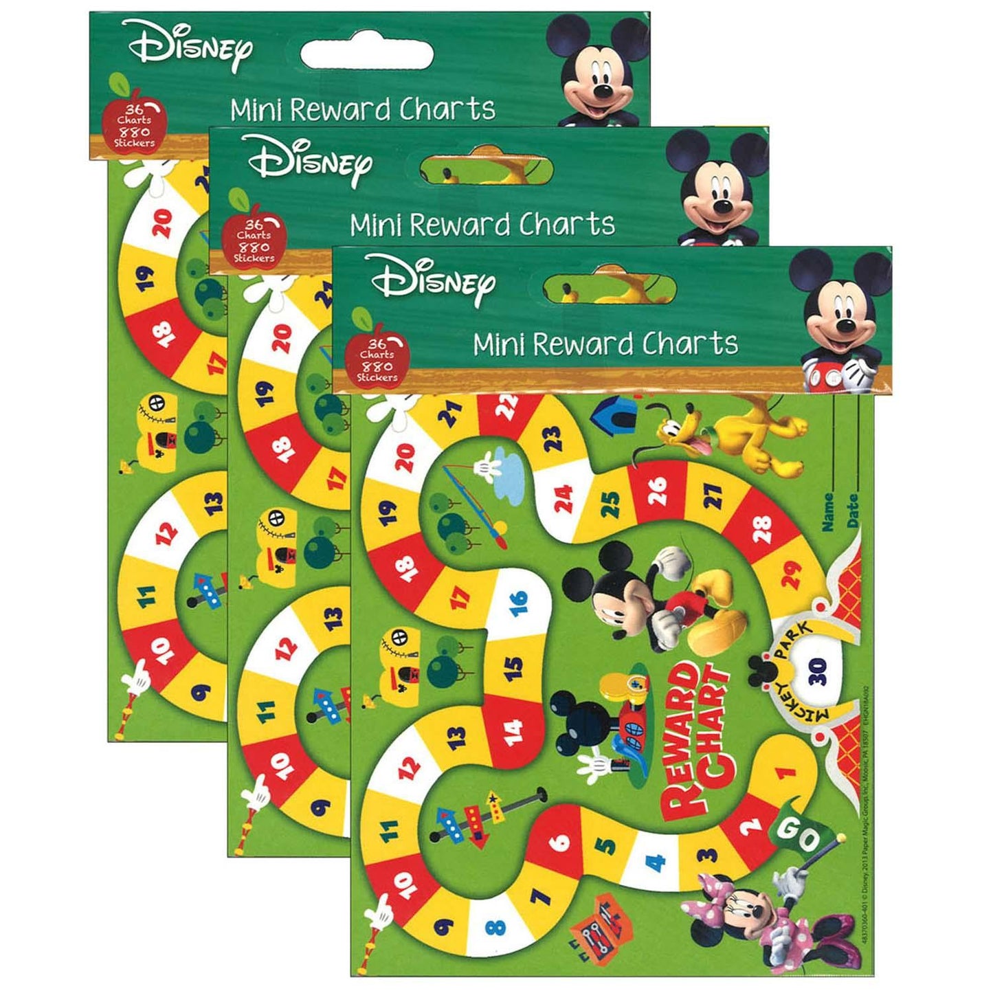 Mickey Mouse Clubhouse® Mickey Park Mini Reward Charts with Stickers, 36 Charts Per Pack, 3 Packs - Loomini
