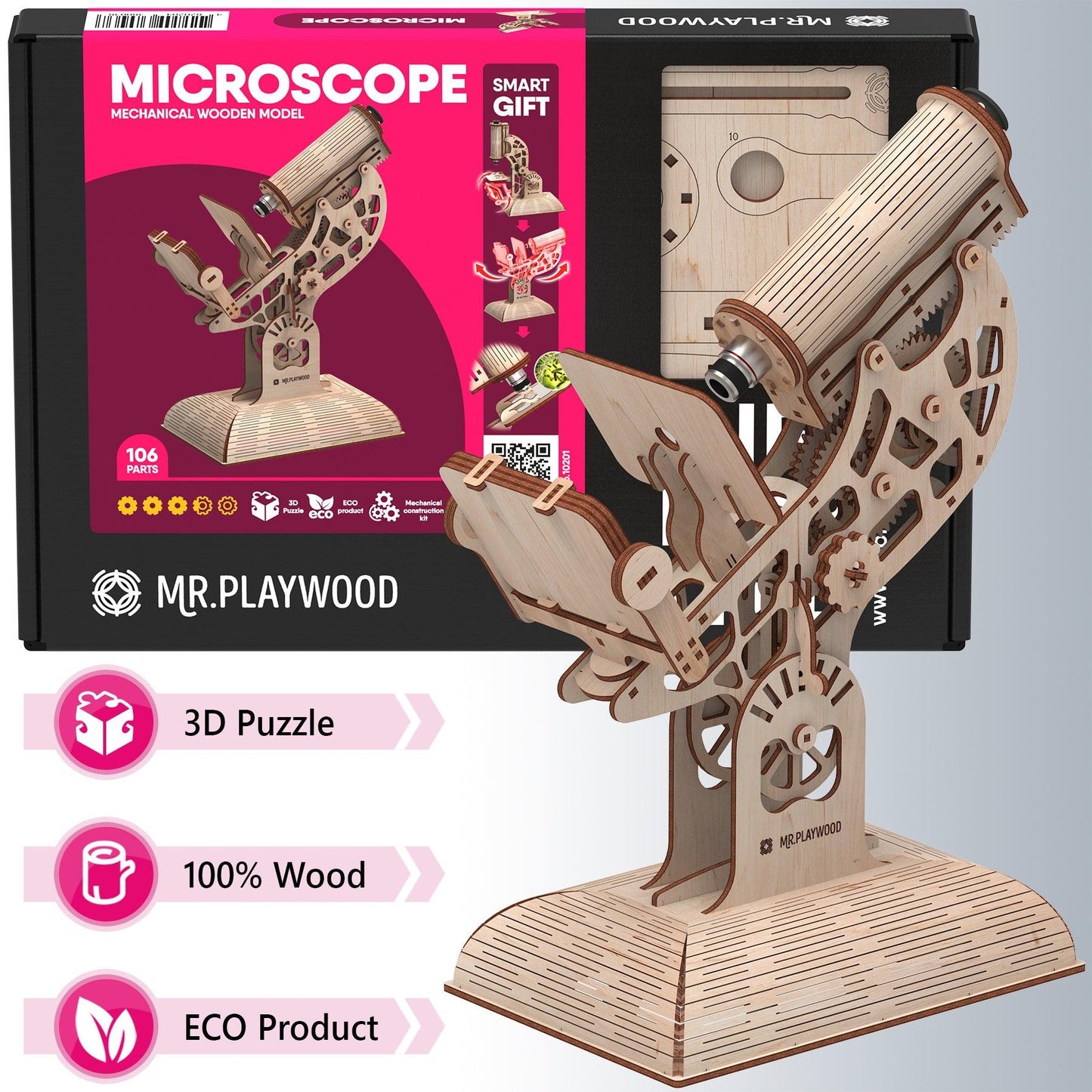 Microscope Mechanical Wooden Model - Loomini