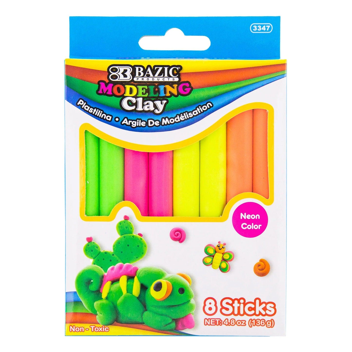 Modeling Clay Sticks, 4 Fluorescent Colors, 4.8 oz (136g) Per Pack, 24 Packs - Loomini