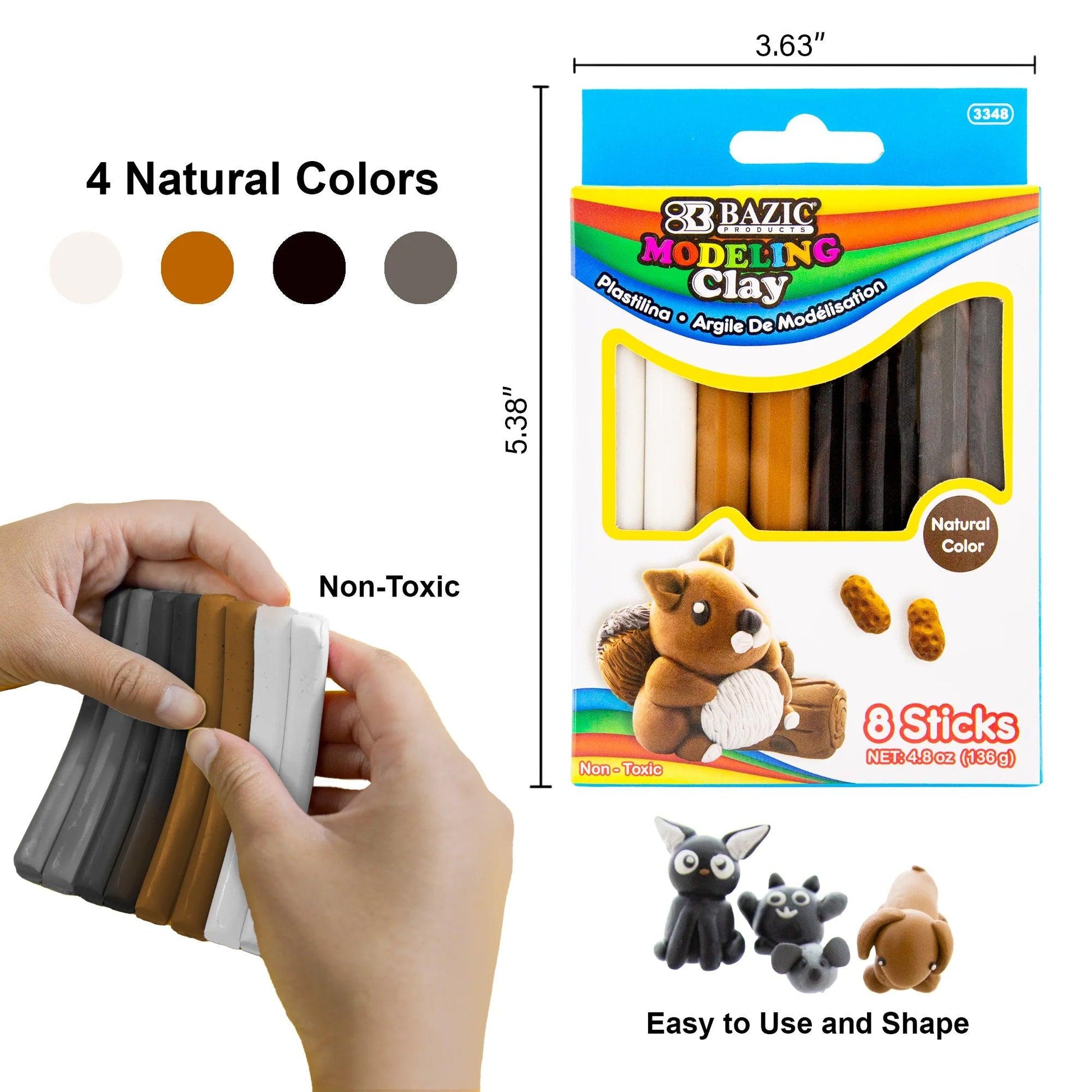 Modeling Clay Sticks, 4 Natural/Earth Colors, 4.8 oz (136g) Per Pack, 24 Packs - Loomini