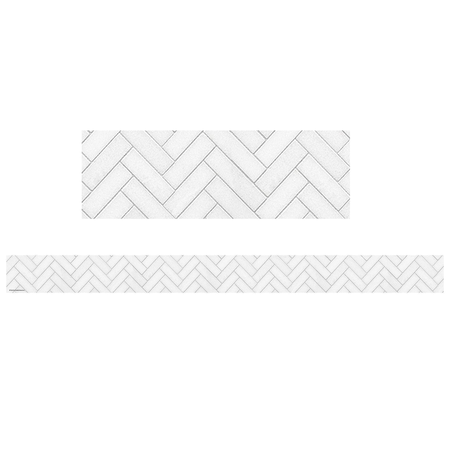 Modern Farmhouse White Herringbone Straight Border Trim, 35 Feet, 6 Packs - Loomini