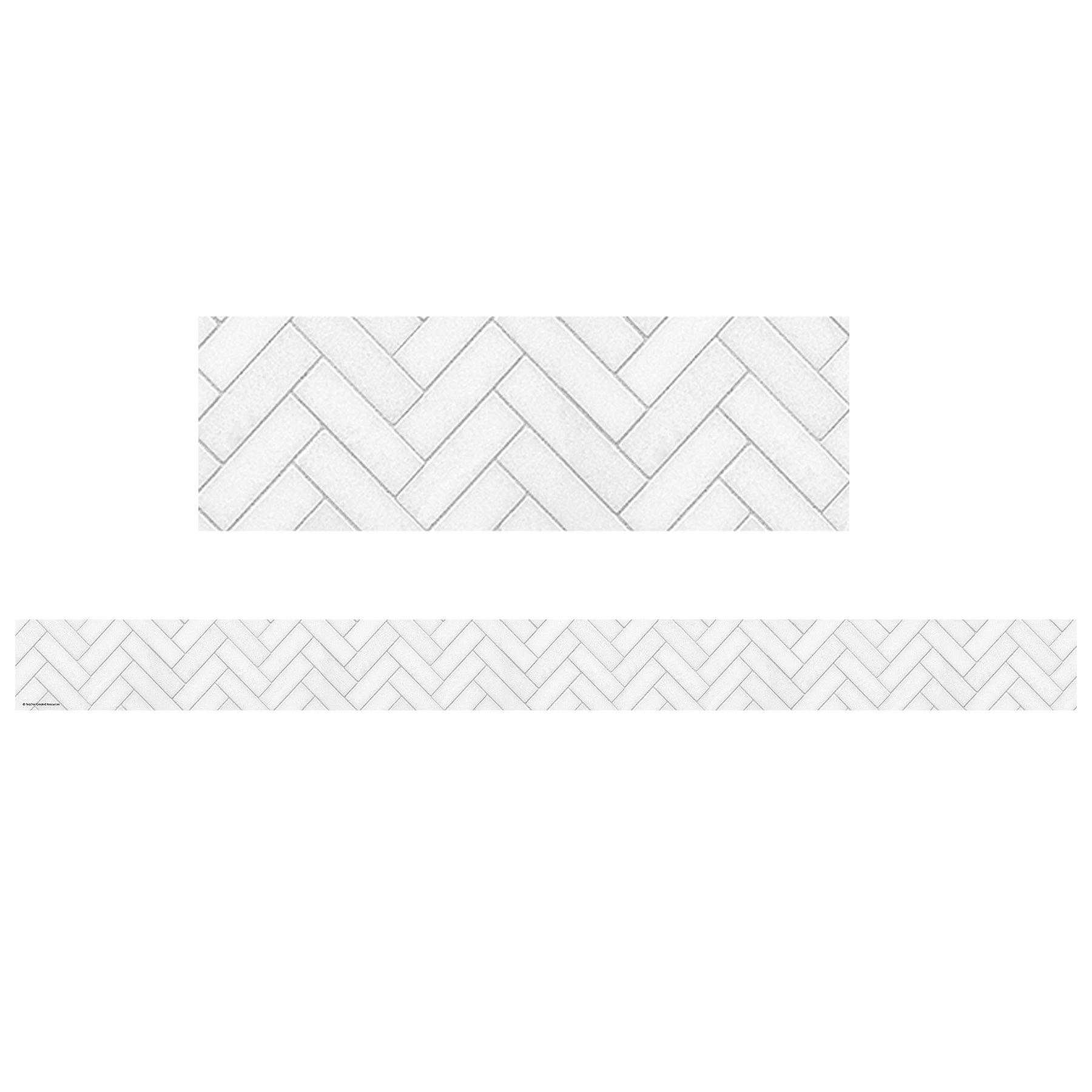 Modern Farmhouse White Herringbone Straight Border Trim, 35 Feet, 6 Packs - Loomini