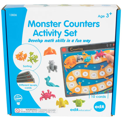 Monster Counters Activity Set - Set of 36 - 10 Double-Sided Activity Boards - Loomini