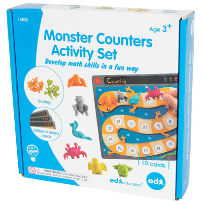 Monster Counters Activity Set - Set of 36 - 10 Double-Sided Activity Boards - Loomini