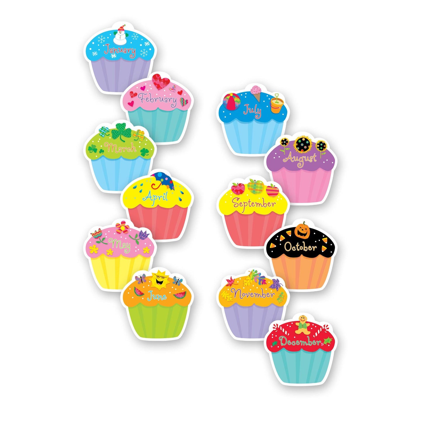 Month Cupcakes 6" Designer Cut-Outs, 36 Per Pack, 3 Packs - Loomini