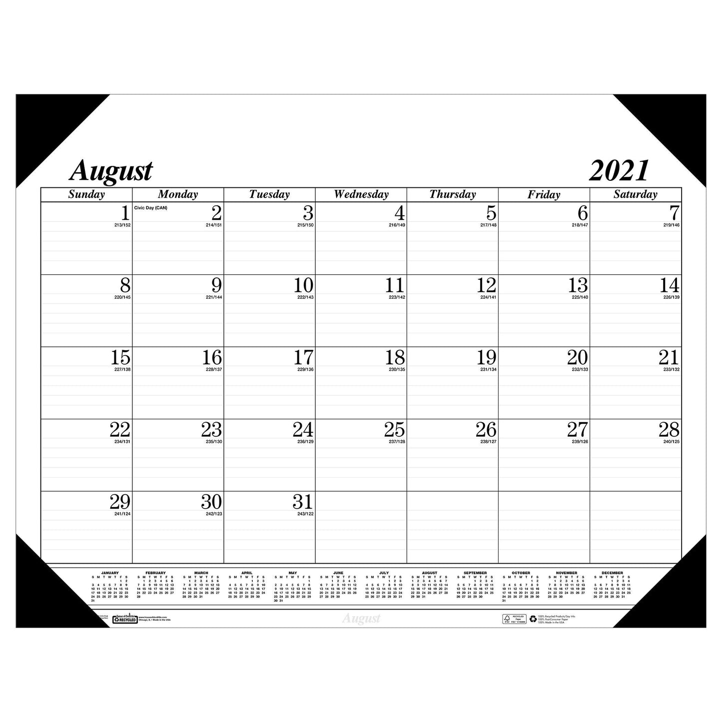 Monthly Academic Calendar Economy Desk Pad, 17 Months (Aug-Dec), 22" x 17" - Loomini