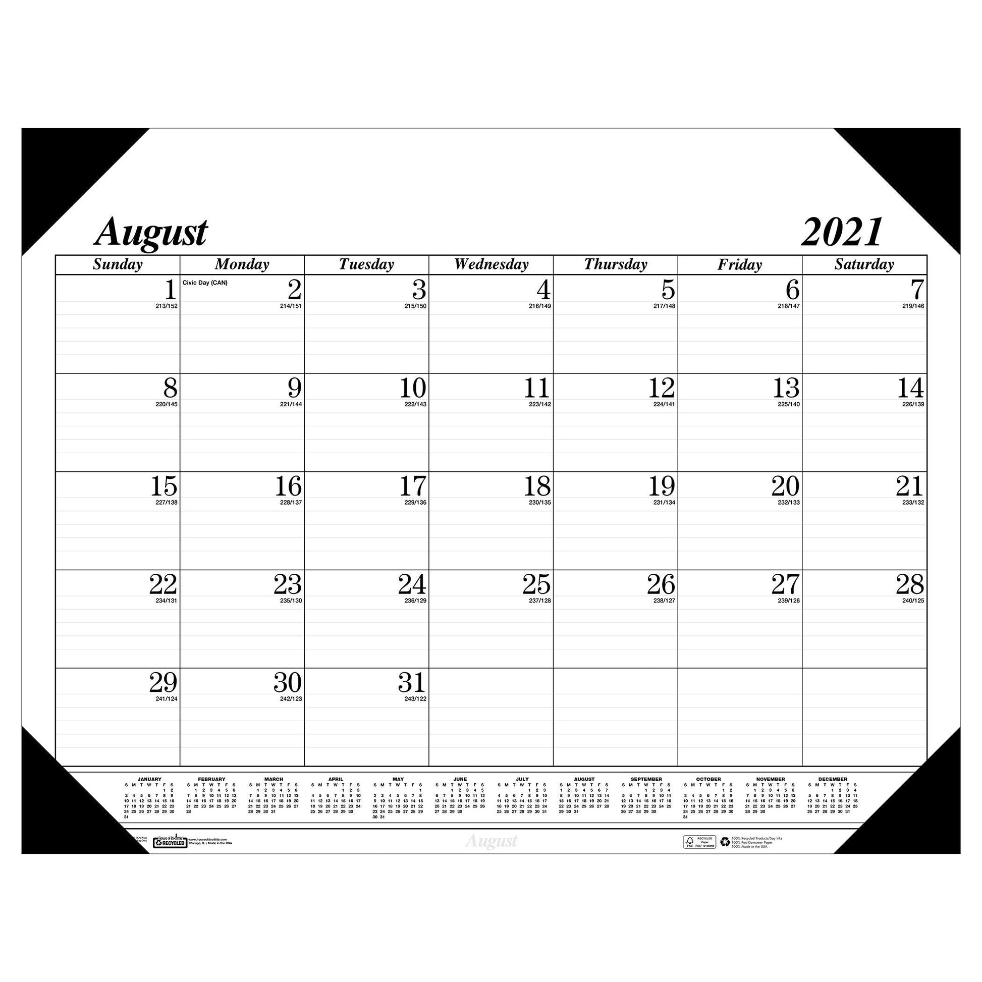 Monthly Academic Calendar Economy Desk Pad, 17 Months (Aug-Dec), 22" x 17" - Loomini