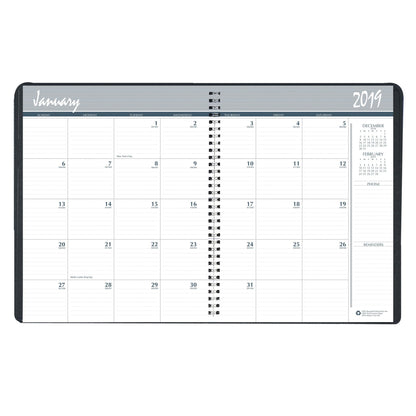 Monthly Calendar Planner, 2 Year, Black, 8-1/2" x 11" - Loomini