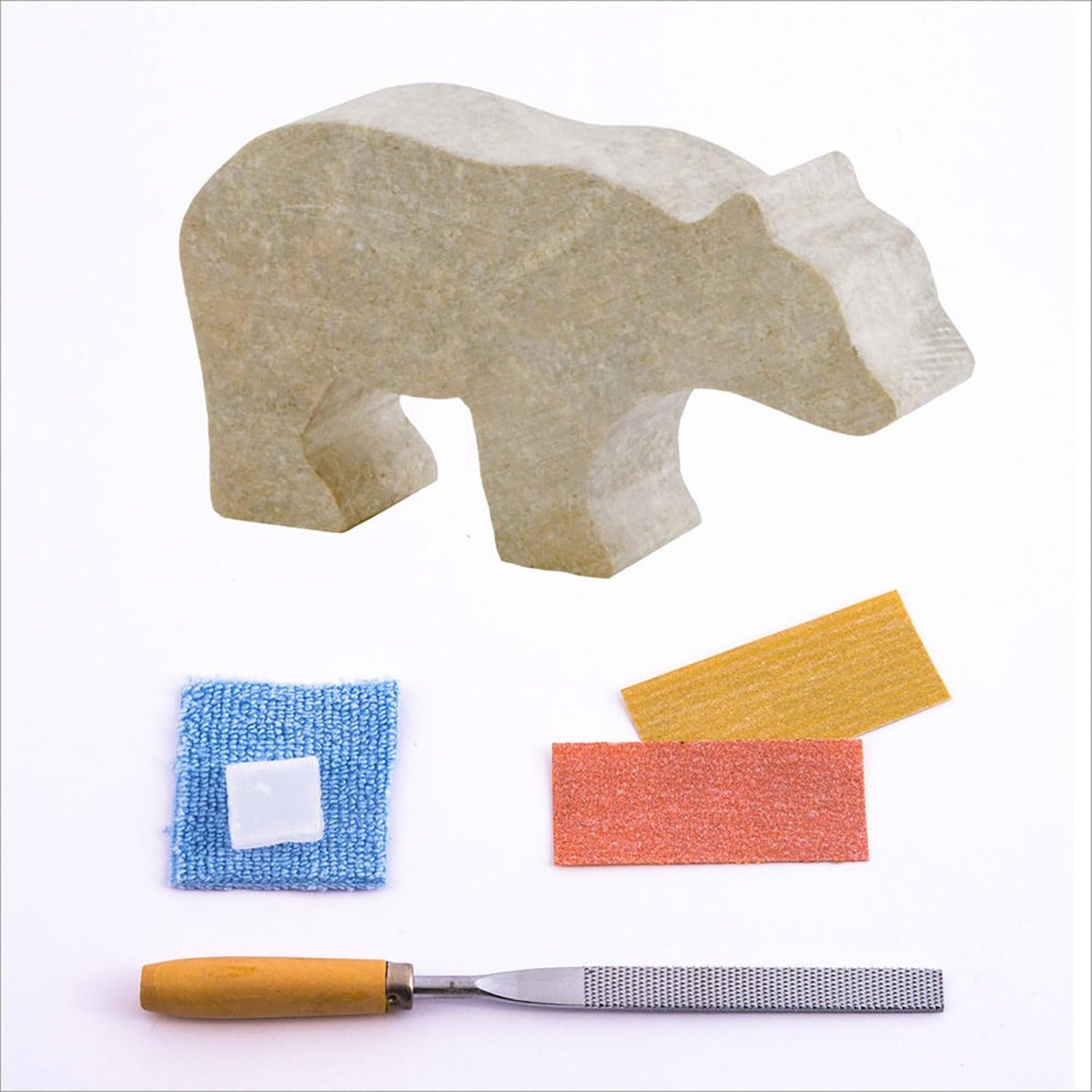 Mothers Day Gift - Bear & Wolf Double Soapstone Carving Kit - Loomini