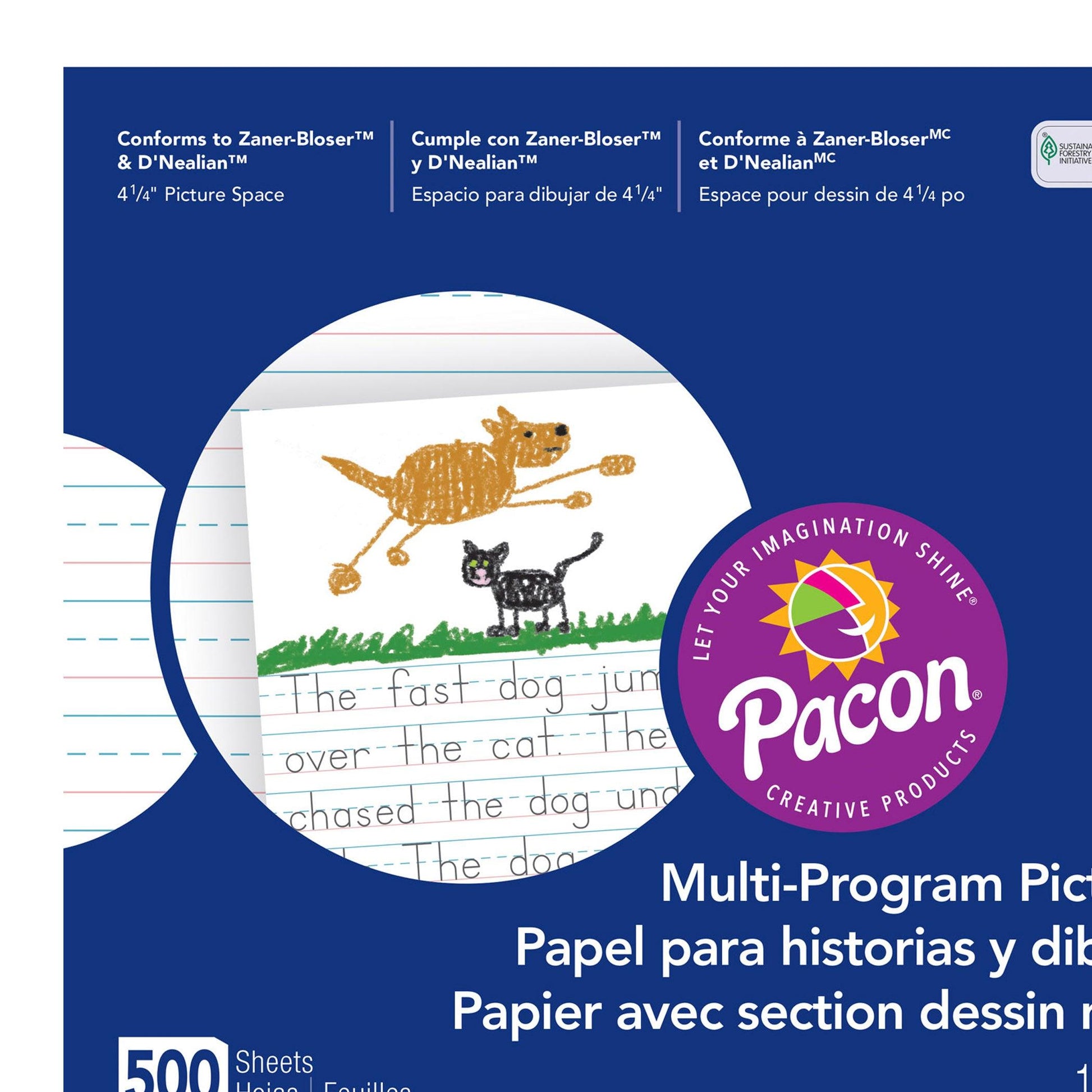Multi-Program Picture Story Paper, 5/8" Ruled, White, 12" x 9", 500 Sheets - Loomini