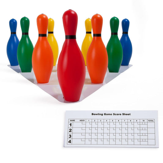 Multicolor Bowling Pin Set, 10 Pins - Loomini