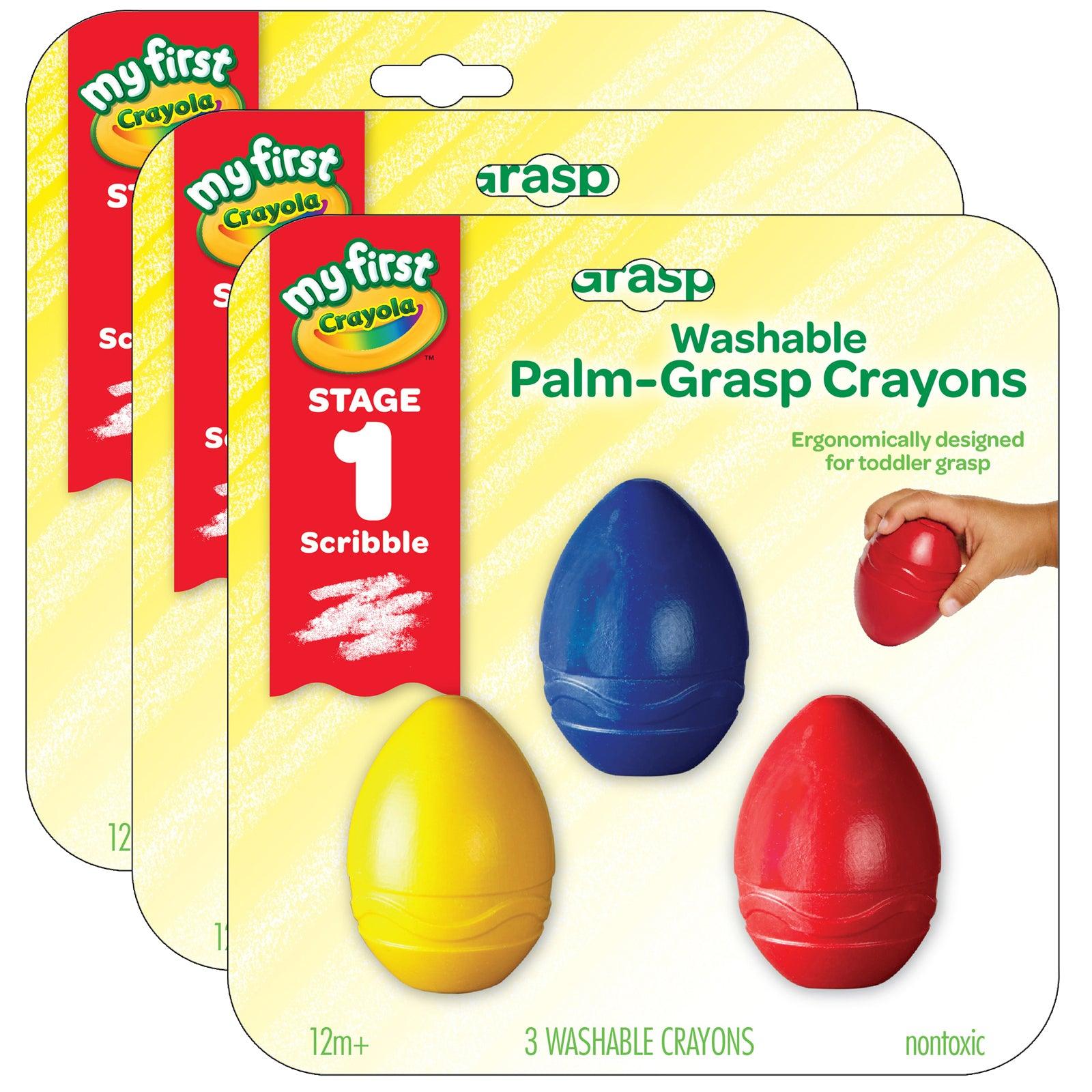 My First Crayola® Washable Palm-Grasp Crayons, 3 Per Pack, 3 Packs - Loomini