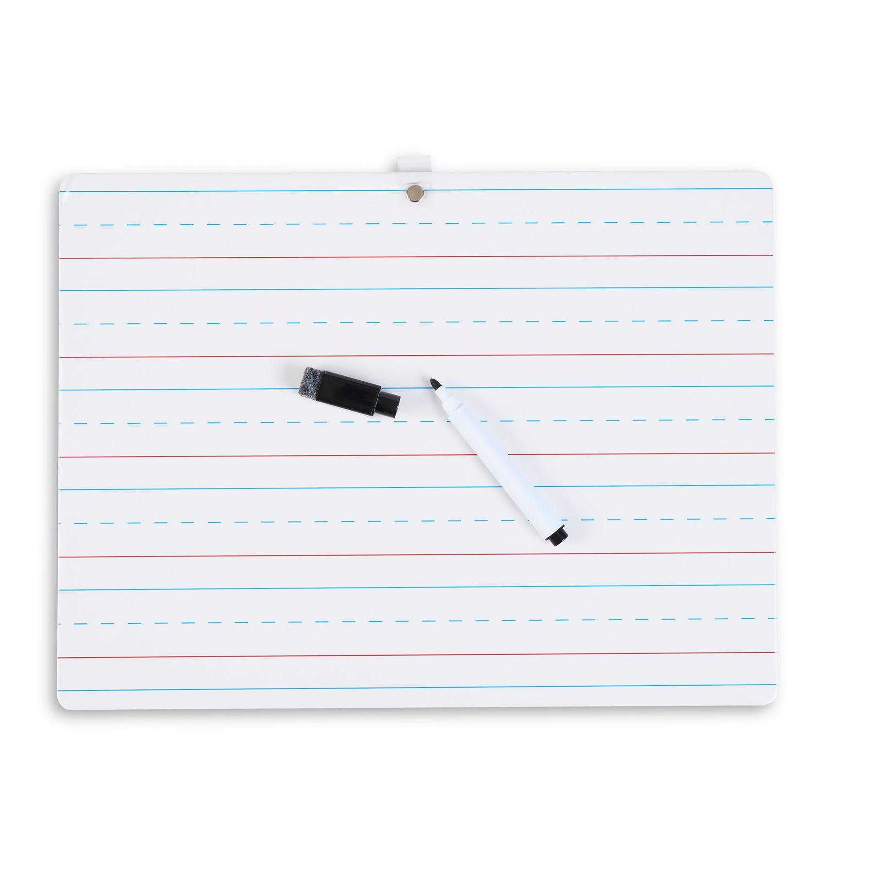 "My First" Dry Erase Board with Marker/Eraser, Two-Sided Plain/Lined, White, Pack of 12 - Loomini