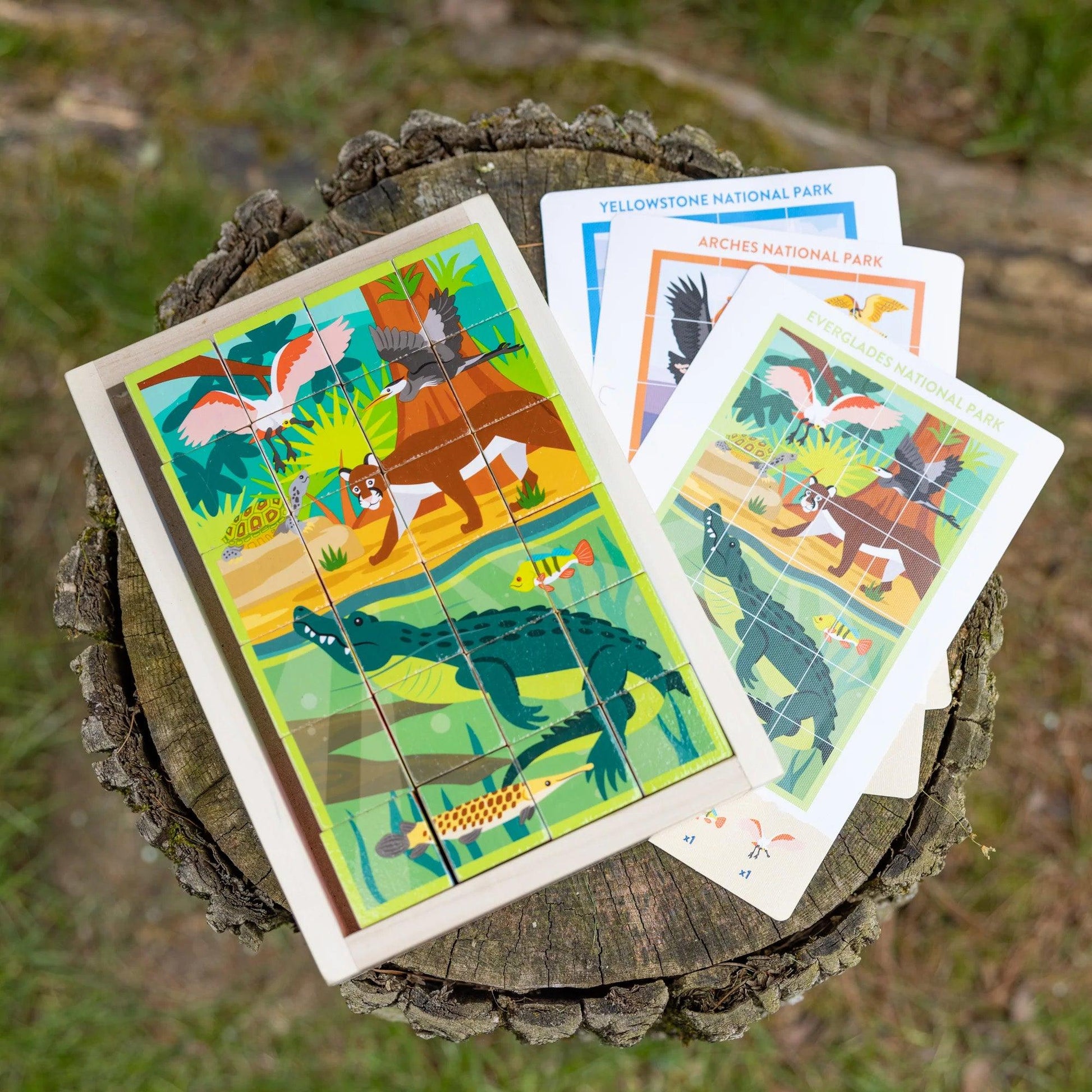 National Parks Wooden Blocks & Cube Puzzle - Loomini