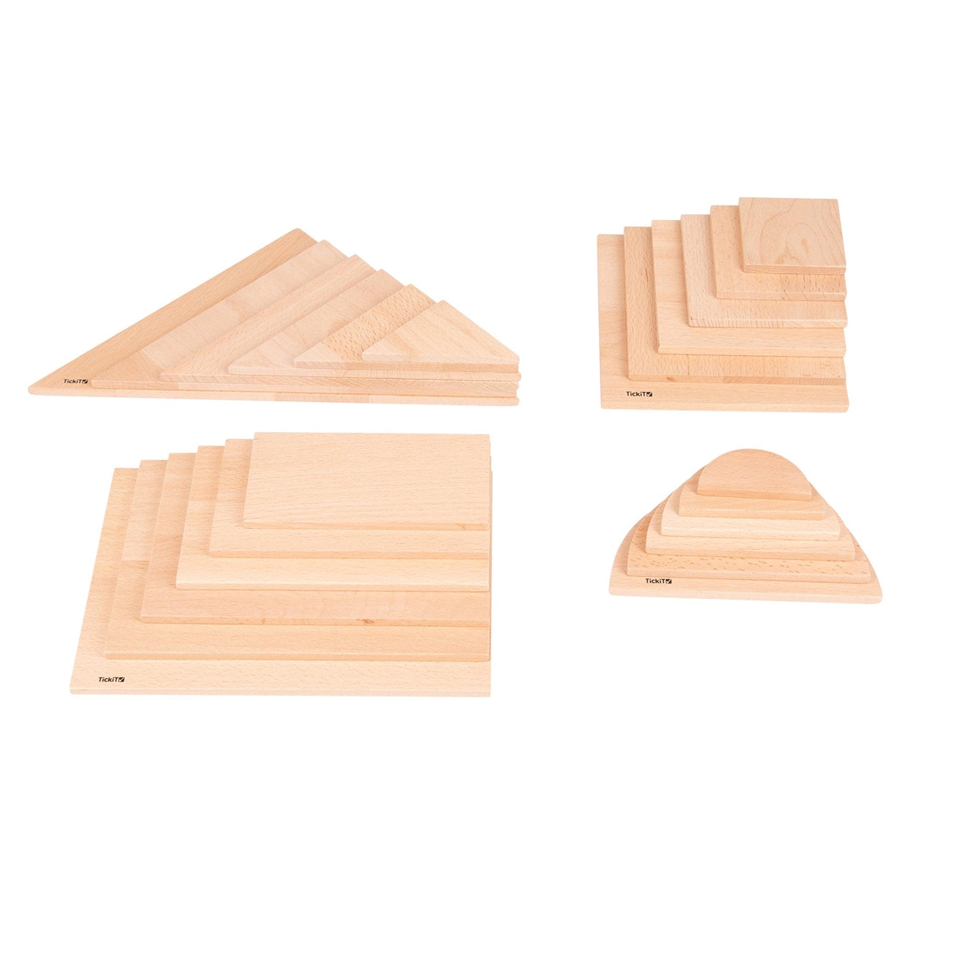 Natural Architect Panels - Complete Set - 24 Wood Panels - 4 Shapes in 6 Sizes - Loomini