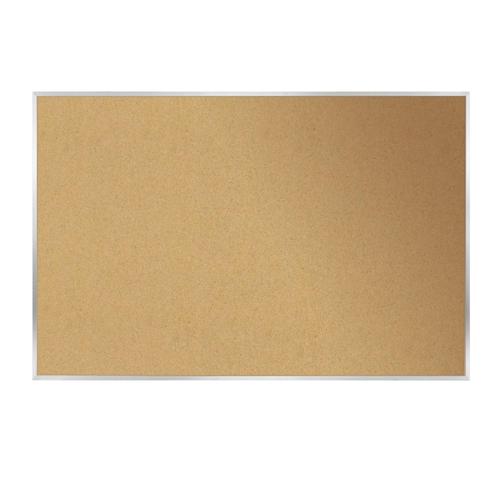 Natural Cork Bulletin Board with Aluminum Frame, 18"H x 24"W - Loomini