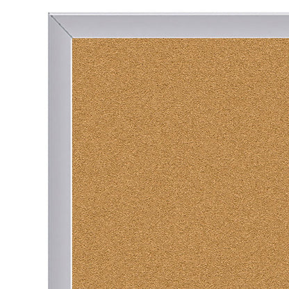 Natural Cork Bulletin Board with Aluminum Frame, 18"H x 24"W - Loomini