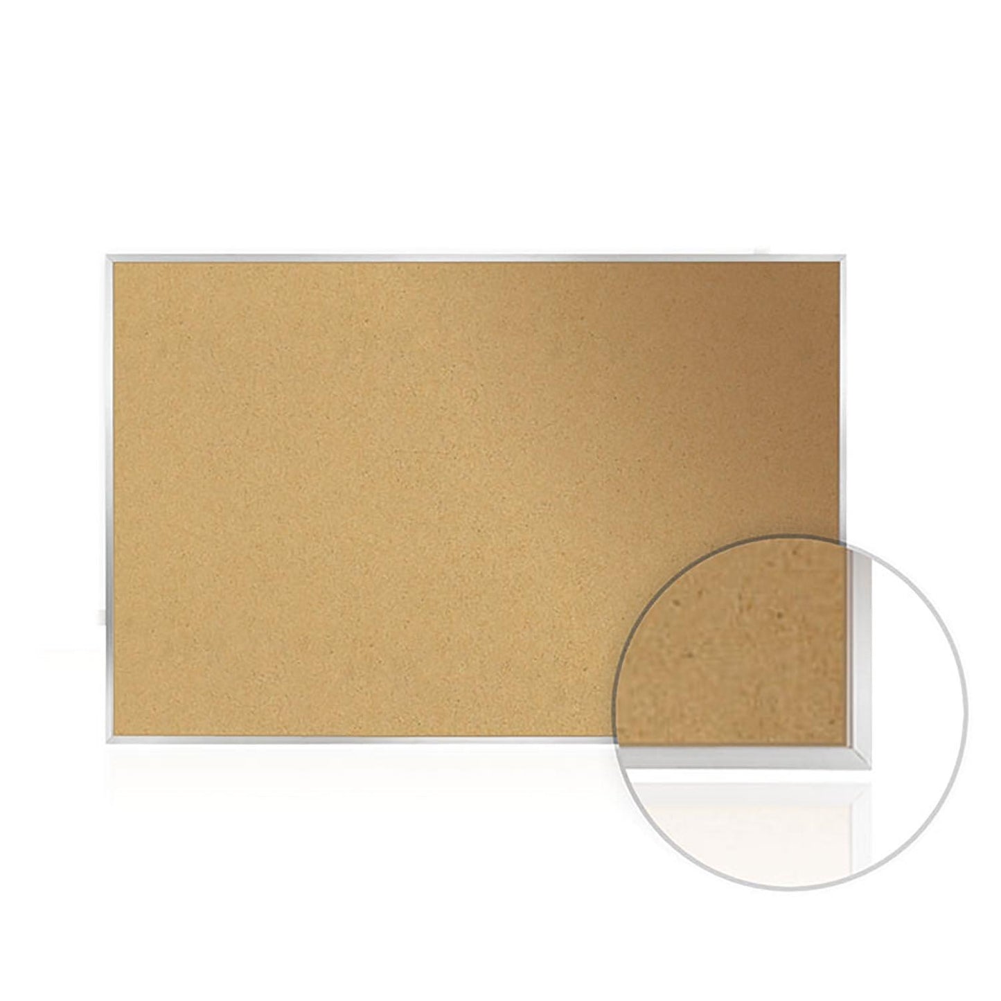 Natural Cork Bulletin Board with Aluminum Frame, 18"H x 24"W - Loomini